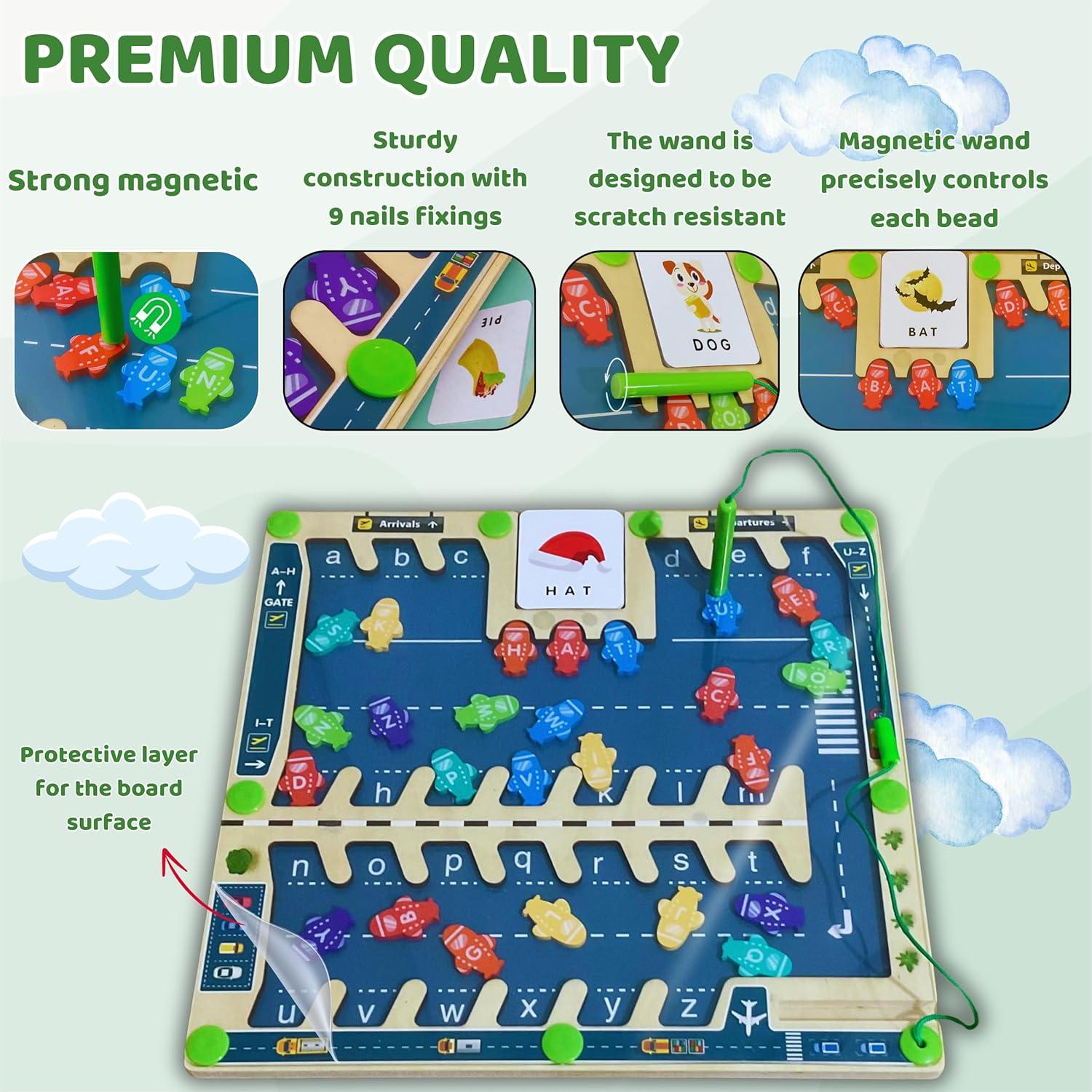 Tablero de Laberinto Alfabético Magnético FunBliss - Madera 31cm