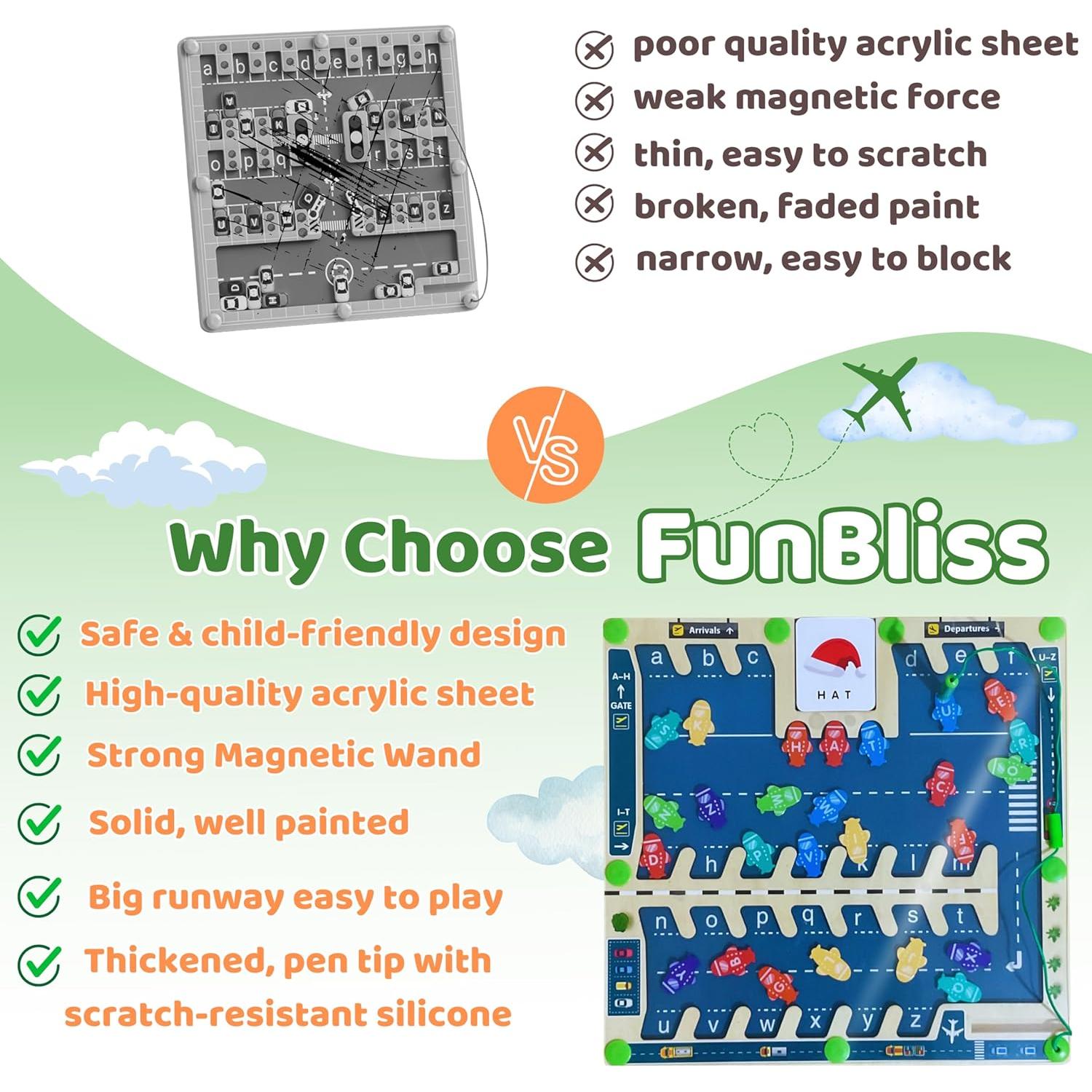 Tablero de Laberinto Alfabético Magnético FunBliss - Madera 31cm