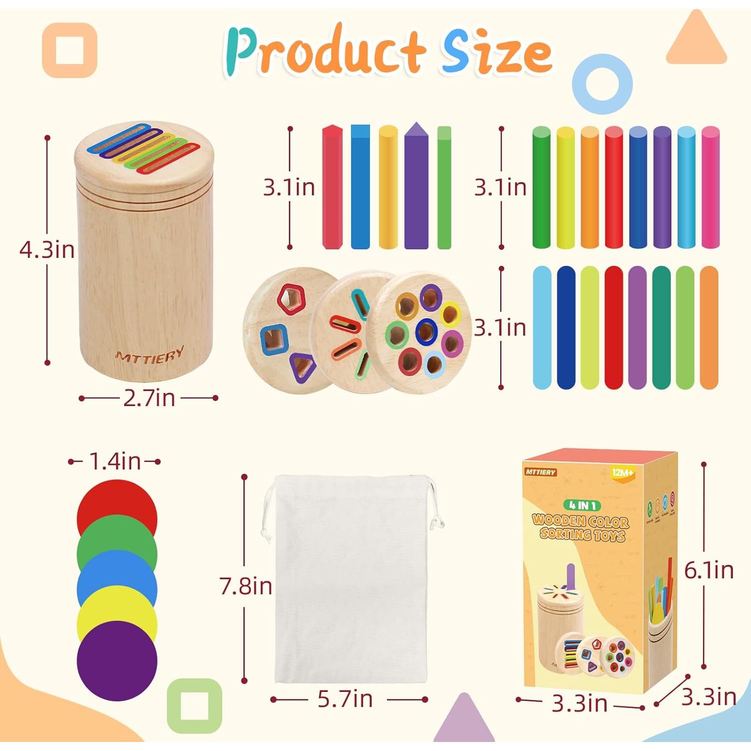 Juguetes Montessori 4 en 1 MTTIERY para Niños 2-4 Años