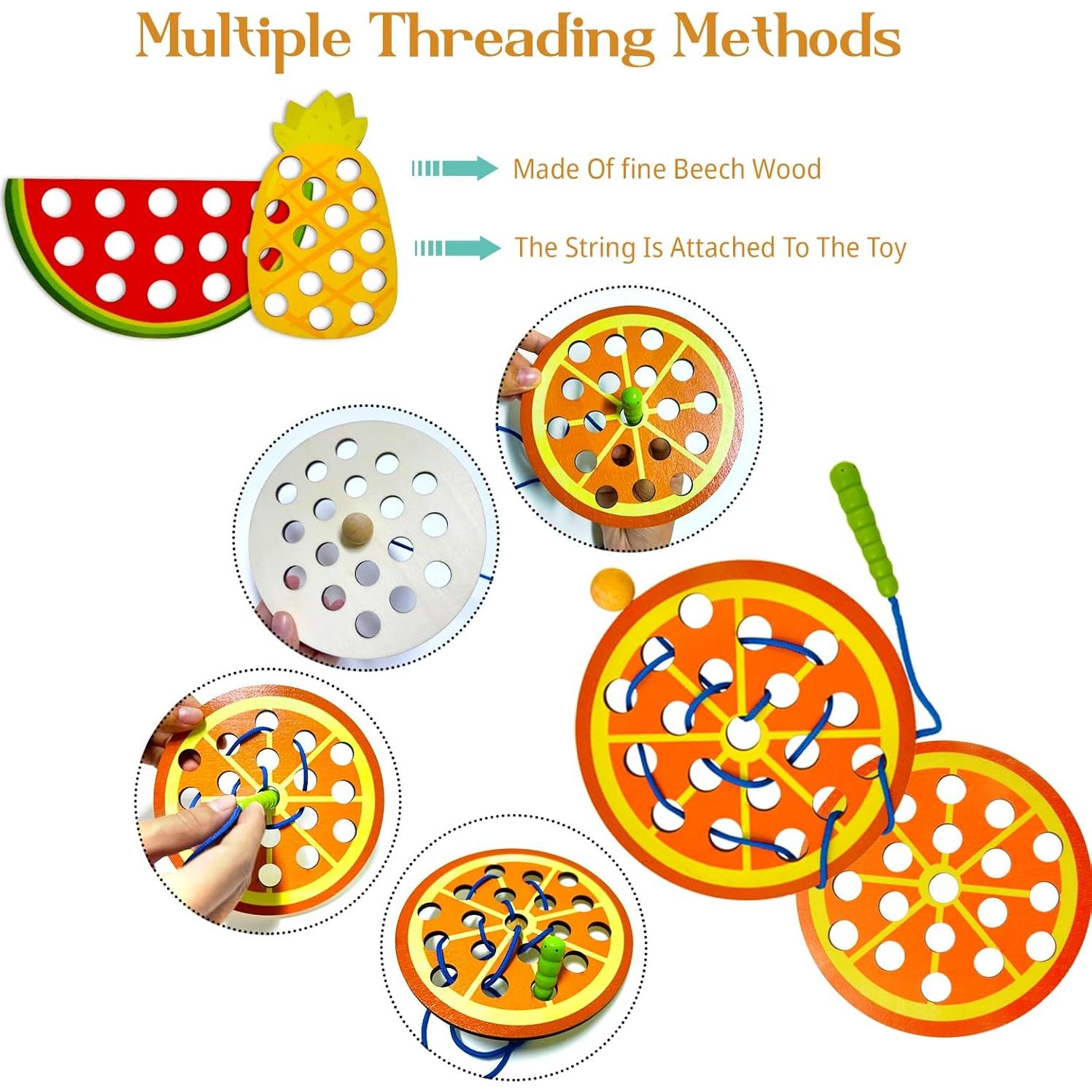 Juguete de Enhebrar de Madera ECam para Niños 1-3 Años