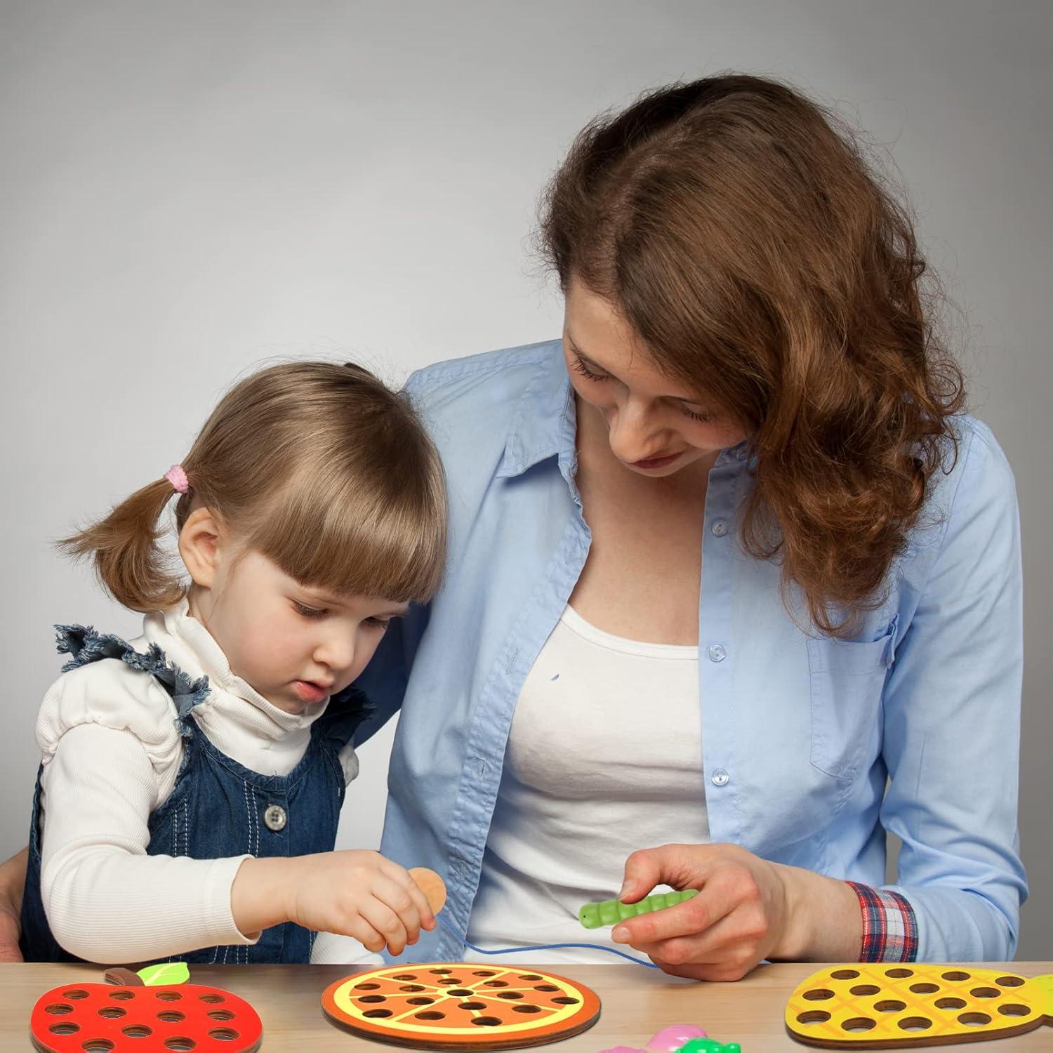 Juguete de Enhebrar de Madera ECam para Niños 1-3 Años
