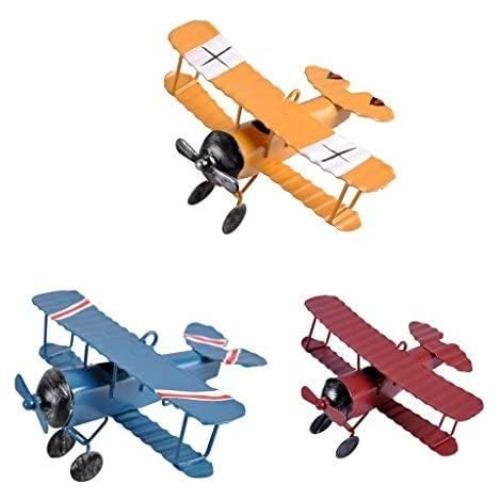 Modelo de Avión Retro de Metal 3 Piezas TTKBHHQ 10x9x5 cm
