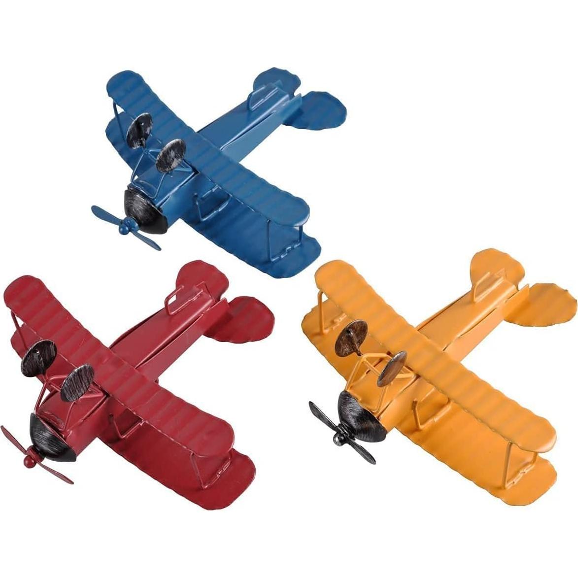 Modelo de Avión Retro de Metal 3 Piezas TTKBHHQ 10x9x5 cm