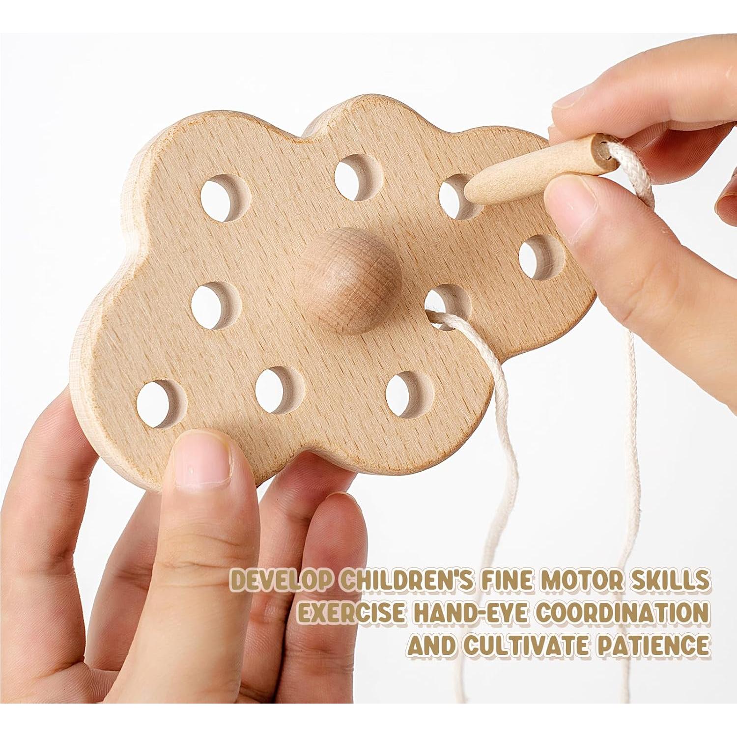 Juguete de Enhebrado Montessori FlameFlash Madera Natural 10.9cm