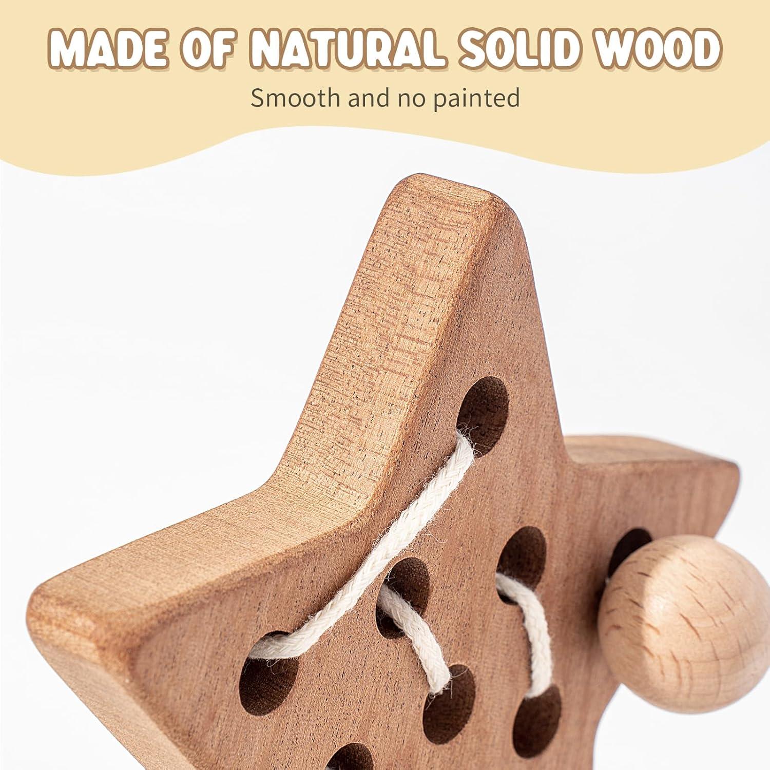 Juguete de Enhebrado Montessori FlameFlash Madera Natural 10.9cm