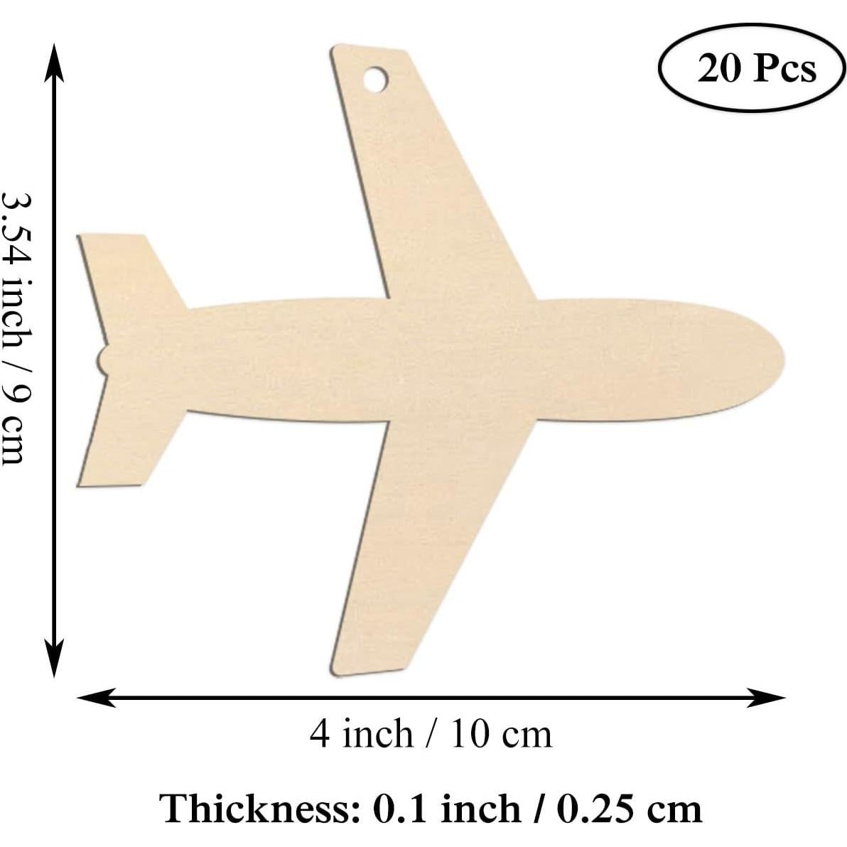 20 Recortes de Madera en Forma de Avión JANOU 10x9 cm