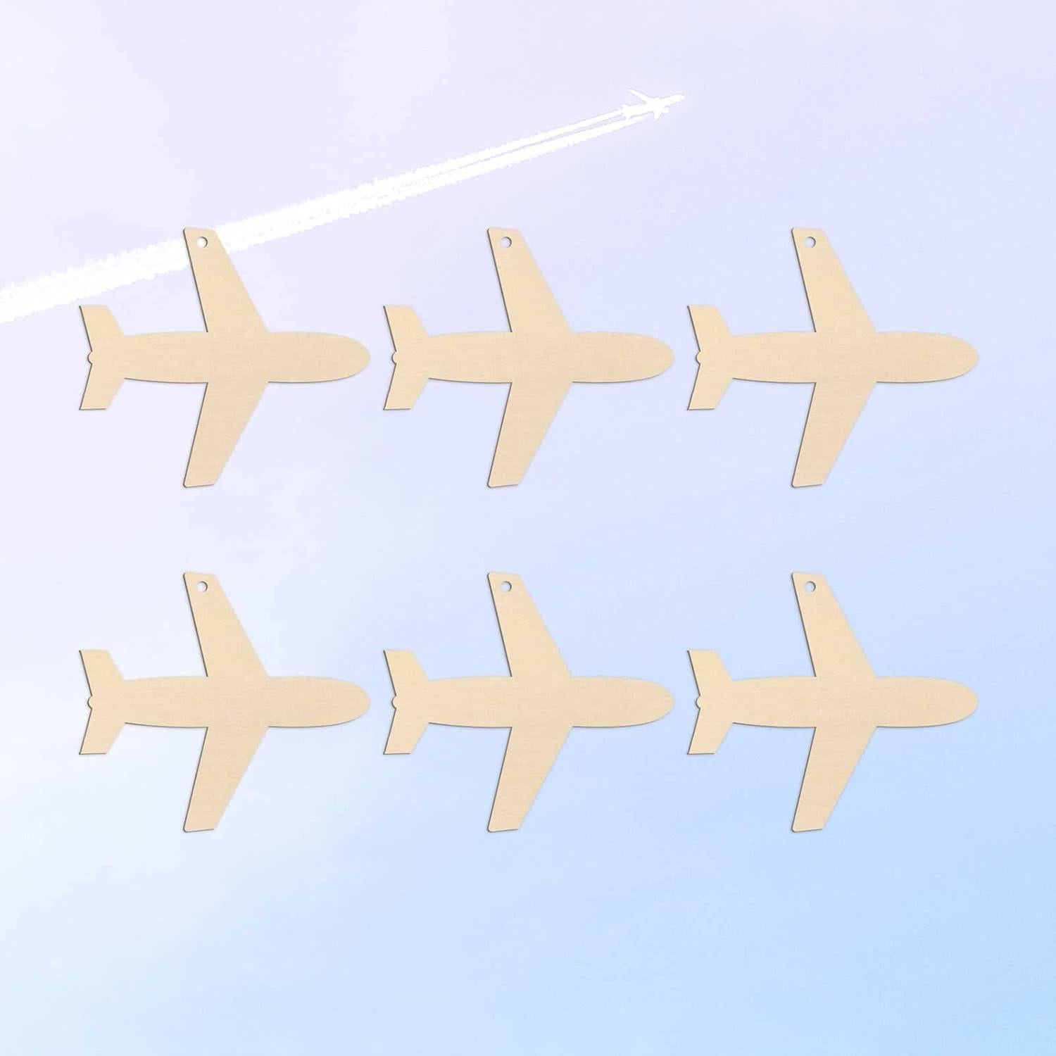 20 Recortes de Madera en Forma de Avión JANOU 10x9 cm