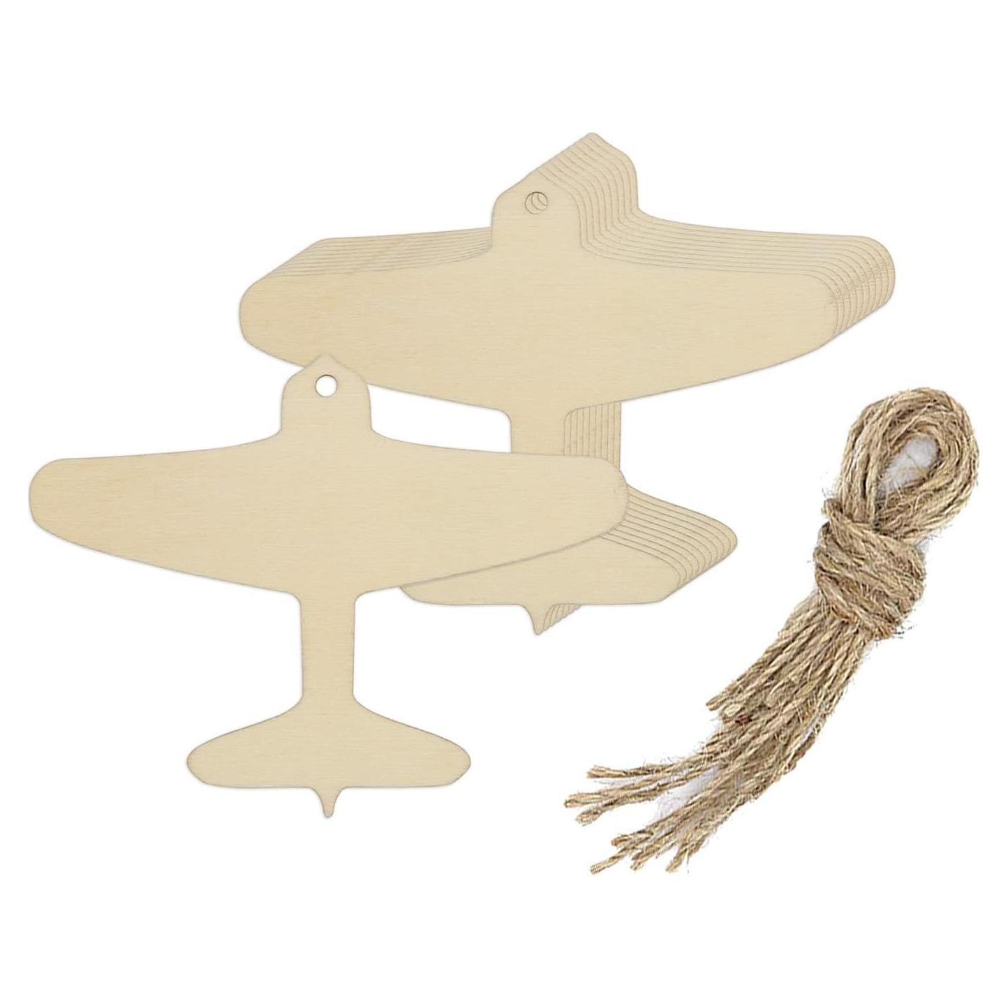 20 Recortes de Madera en Forma de Avión Creaides 10x7.6 cm
