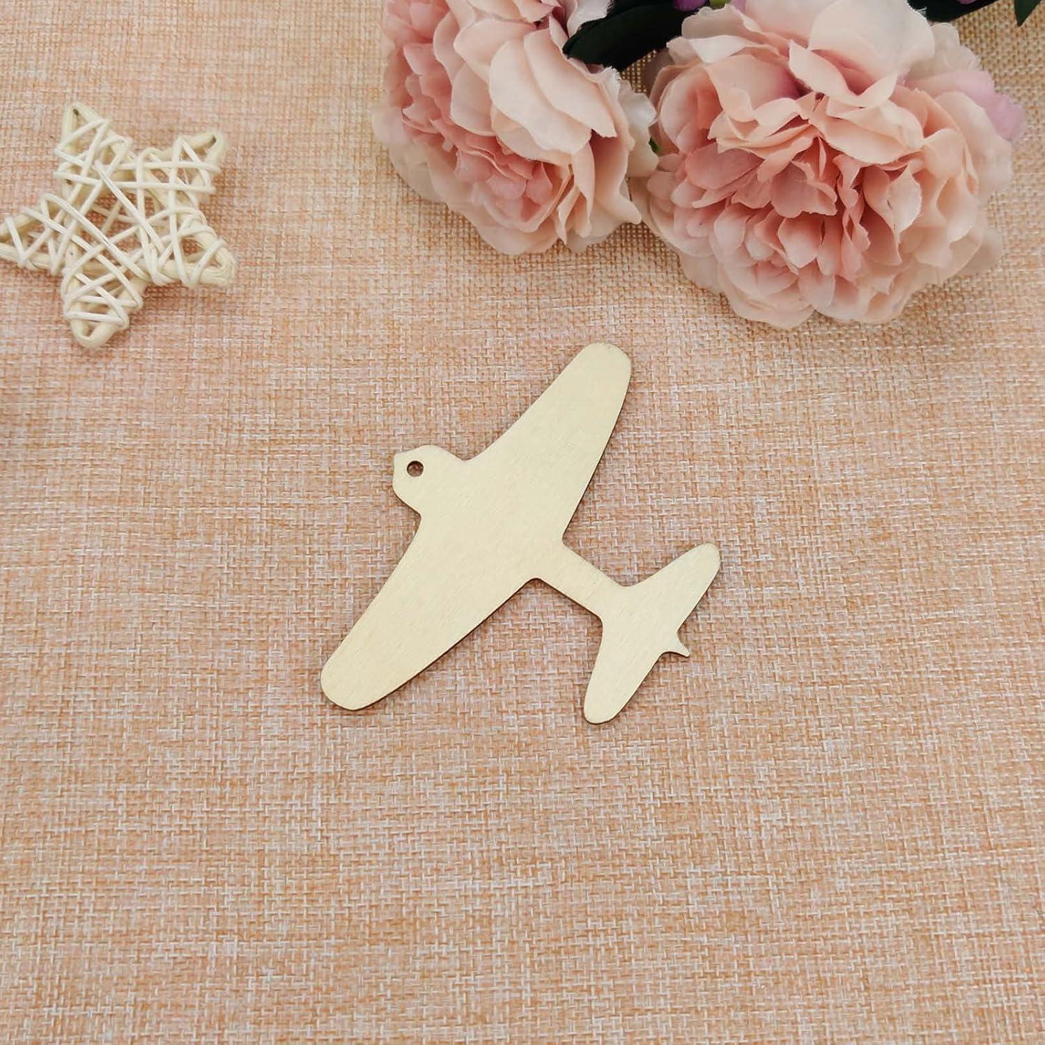 20 Recortes de Madera en Forma de Avión Creaides 10x7.6 cm