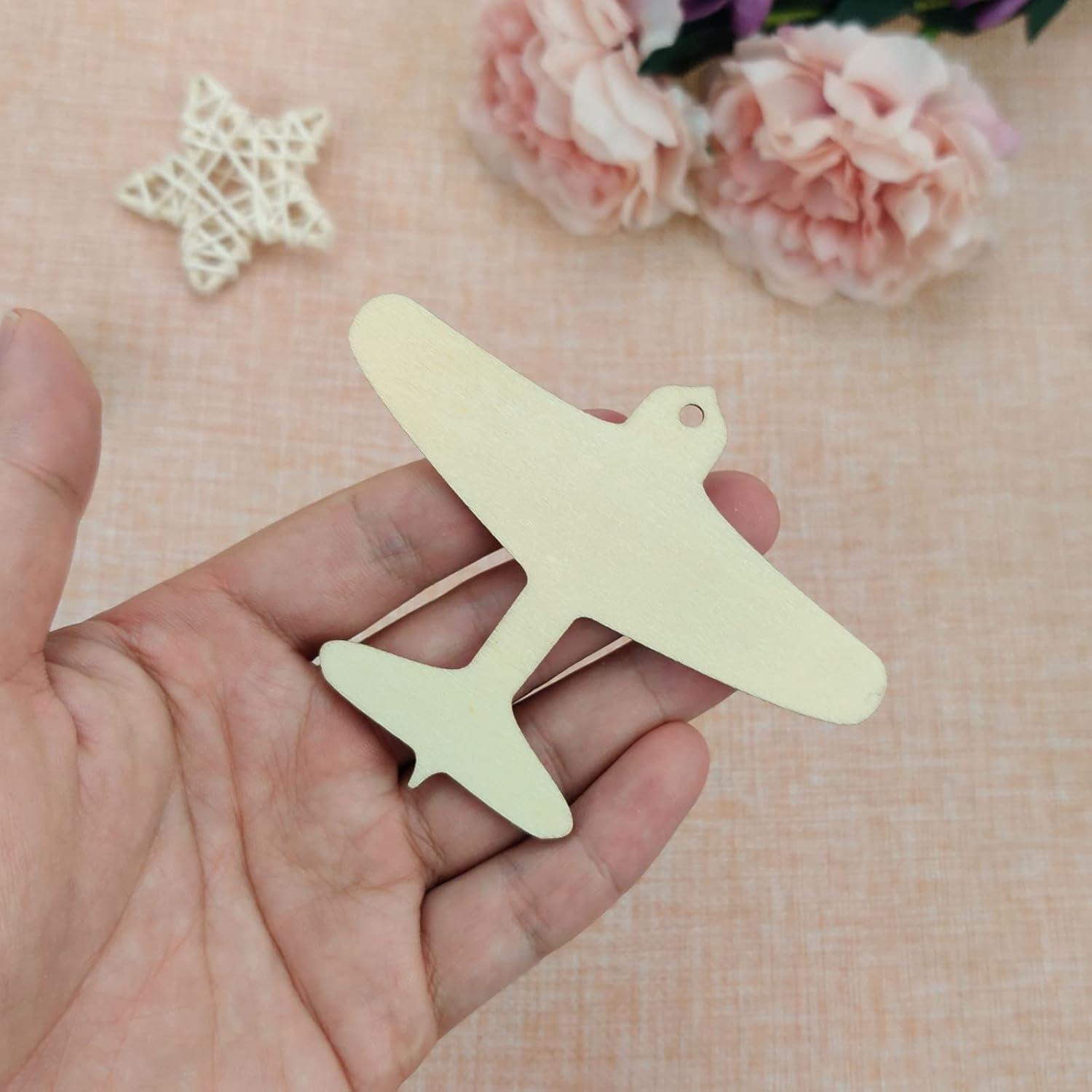 20 Recortes de Madera en Forma de Avión Creaides 10x7.6 cm