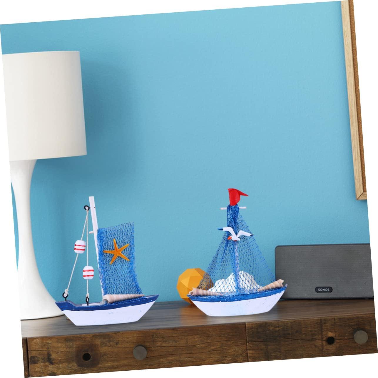 4 Piezas Decoraciones de Veleros Miniatura de Madera NUOBESTY