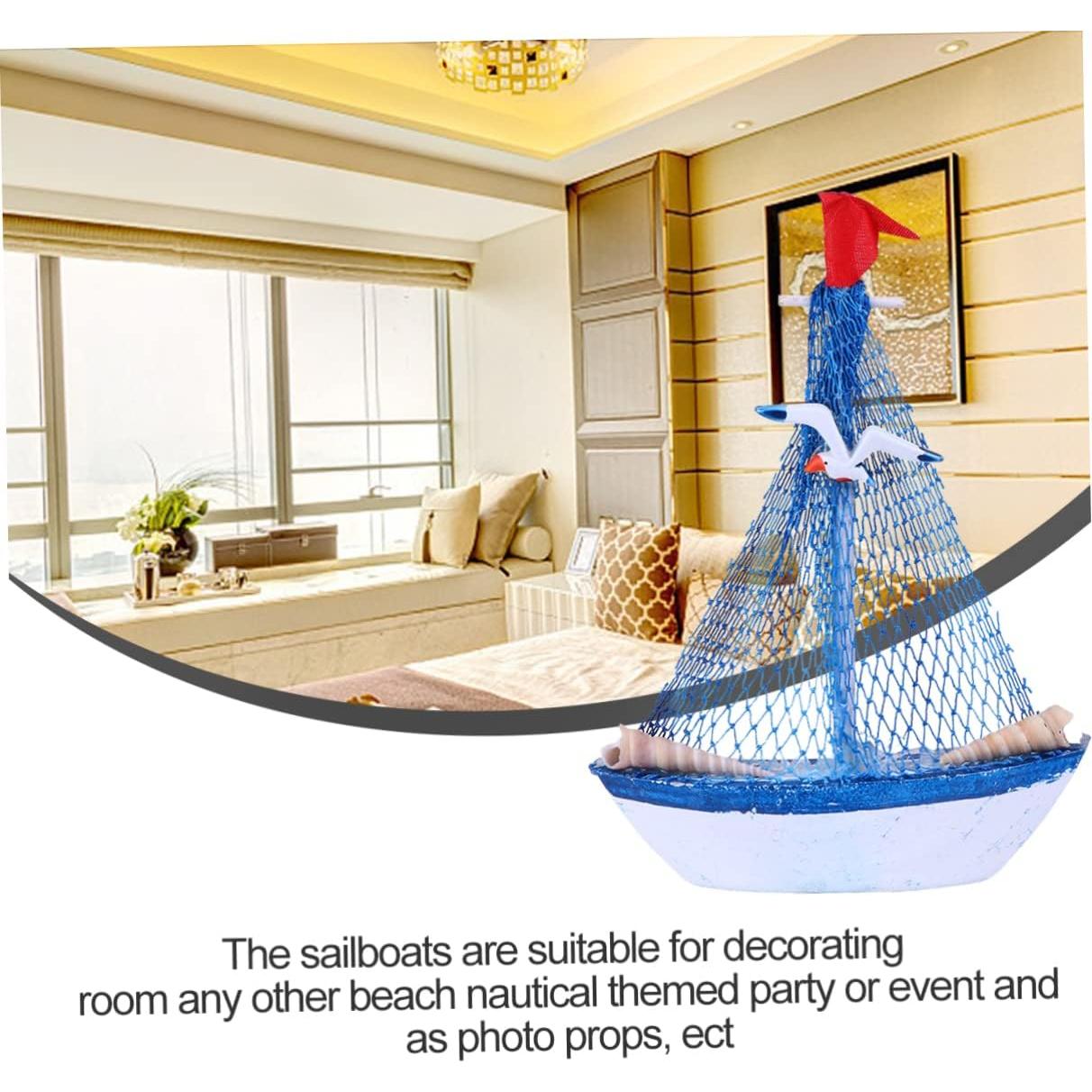 4 Piezas Decoraciones de Veleros Miniatura de Madera NUOBESTY