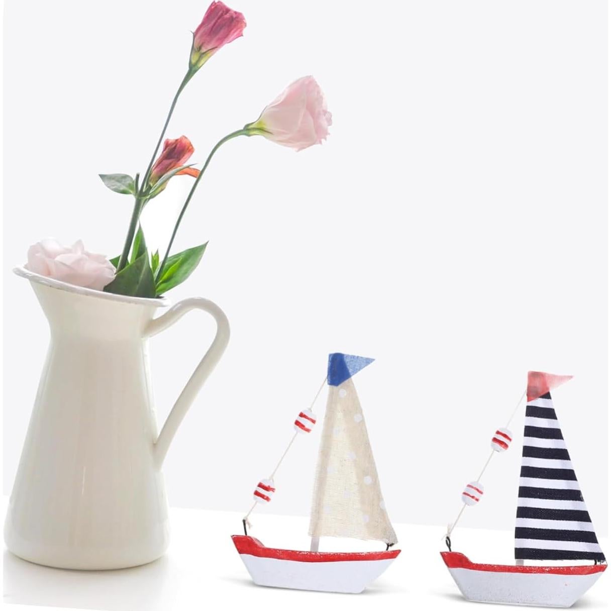 4 Piezas Decoraciones de Veleros Miniatura de Madera NUOBESTY