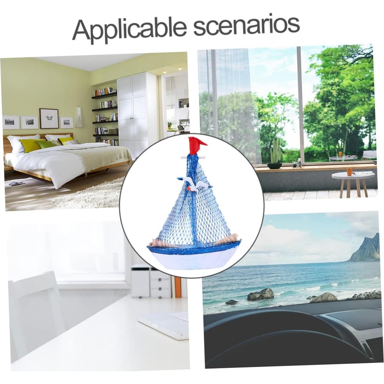 4 Piezas Decoraciones de Veleros Miniatura de Madera NUOBESTY