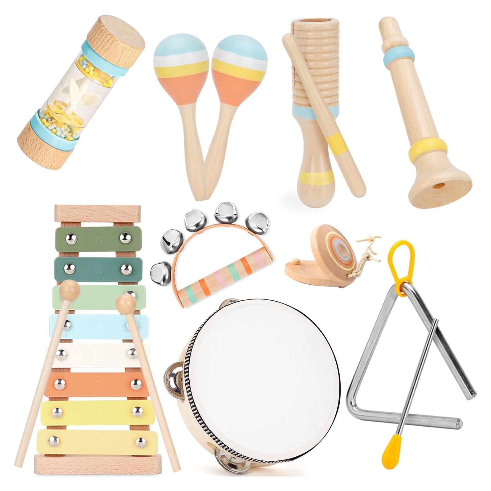 Set de Instrumentos Musicales de Madera ZJEFUNS 9 en 1 para Bebés