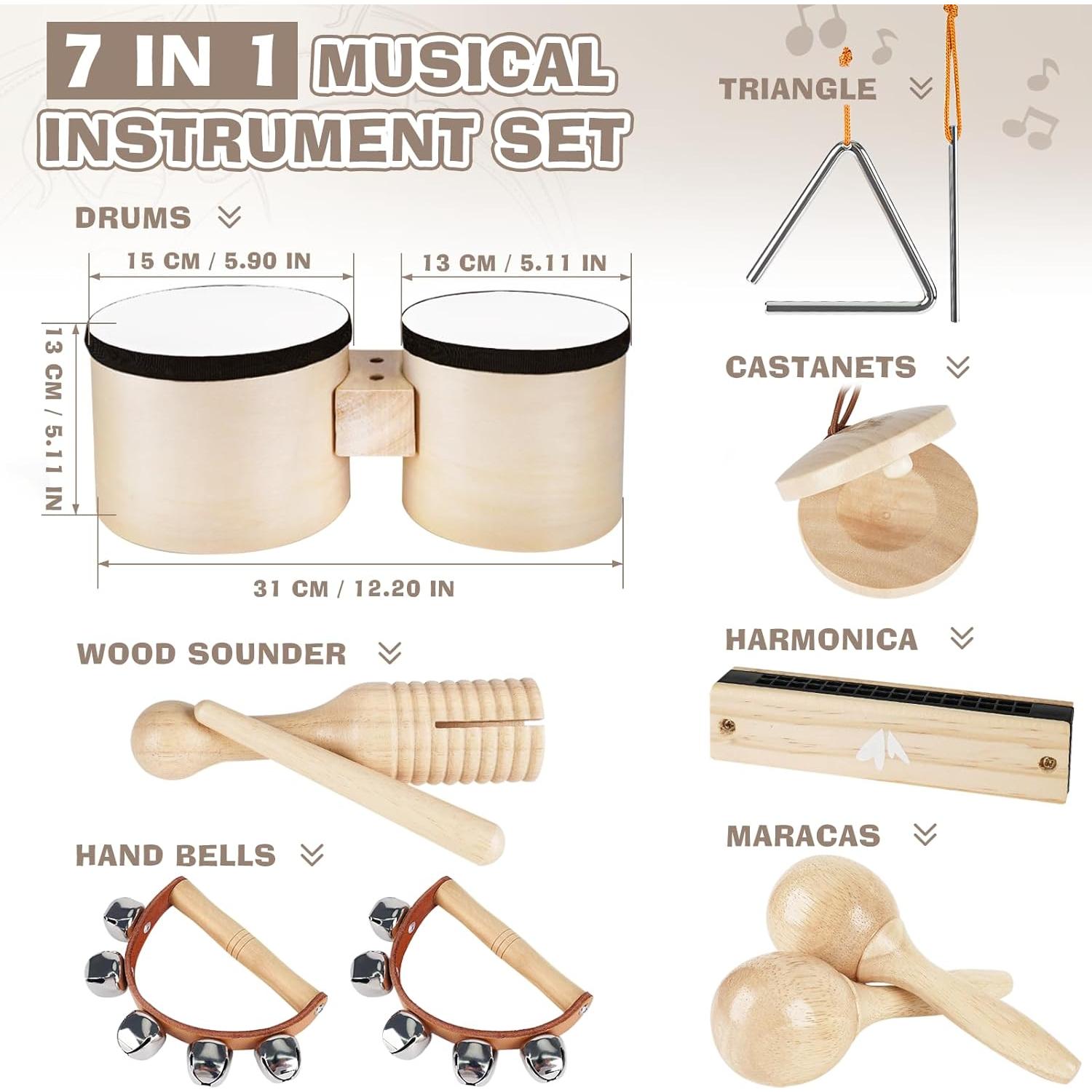Juego de Batería Infantil Vanplay - Instrumentos Musicales 7 Piezas
