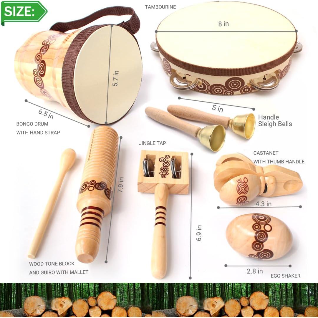 Juego de Instrumentos Musicales de Madera Kallwong - 7 Piezas
