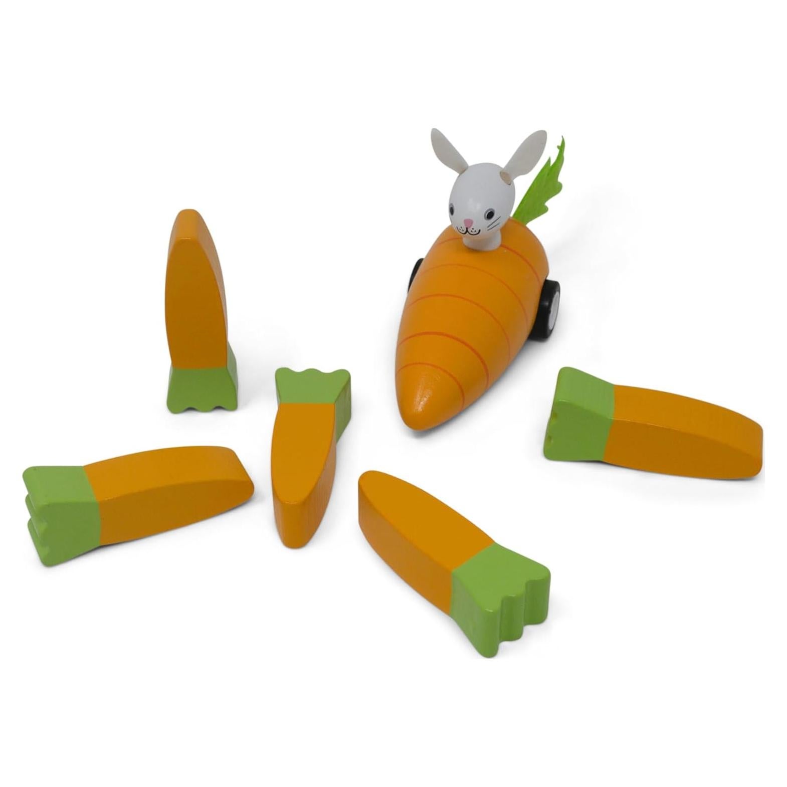 Juego de Bolos de Madera Jack Rabbit Creations - Conejo y Zanahoria