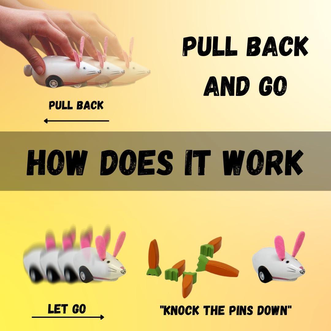 Juego de Bolos de Madera Jack Rabbit Creations - Conejo y Zanahoria