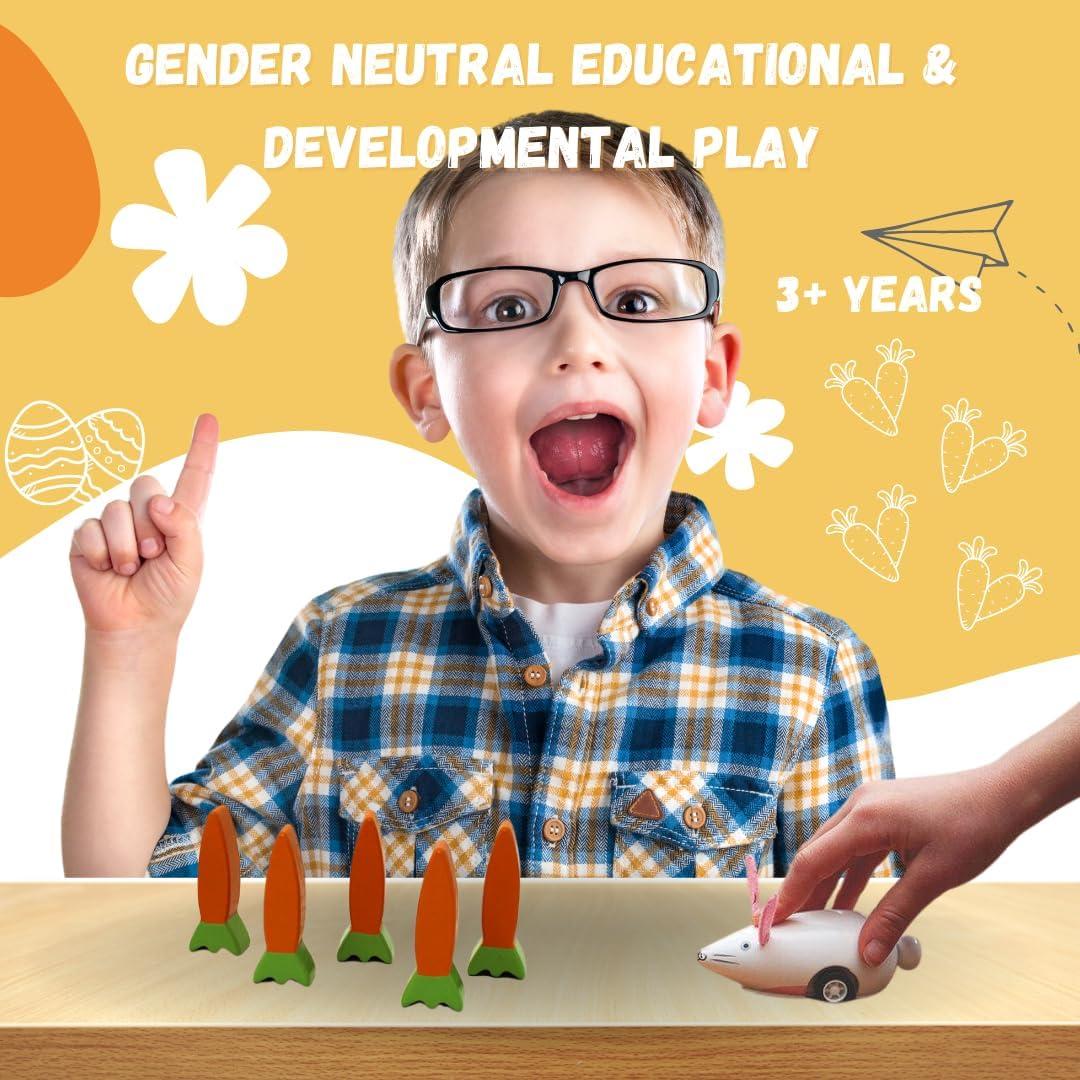 Juego de Bolos de Madera Jack Rabbit Creations - Conejo y Zanahoria