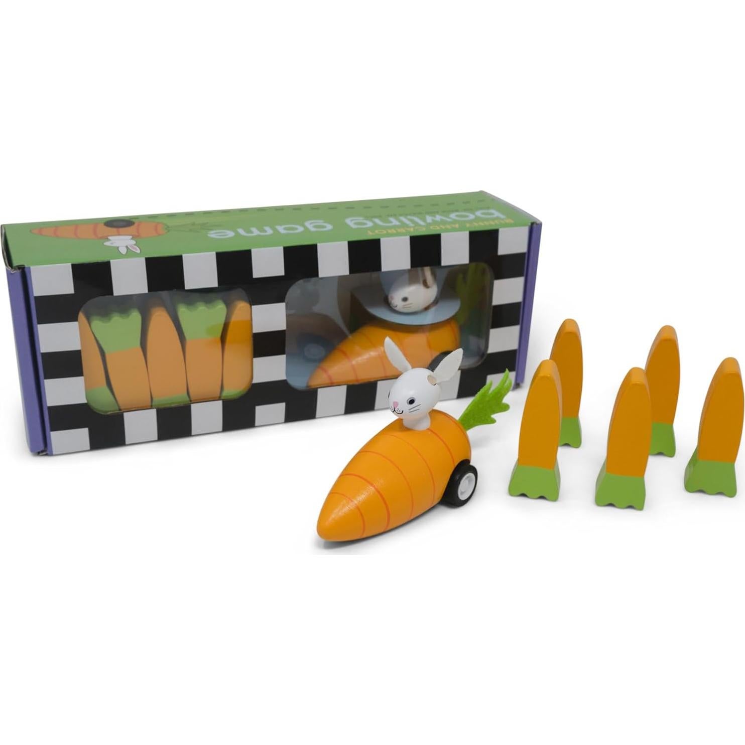 Juego de Bolos de Madera Jack Rabbit Creations - Conejo y Zanahoria