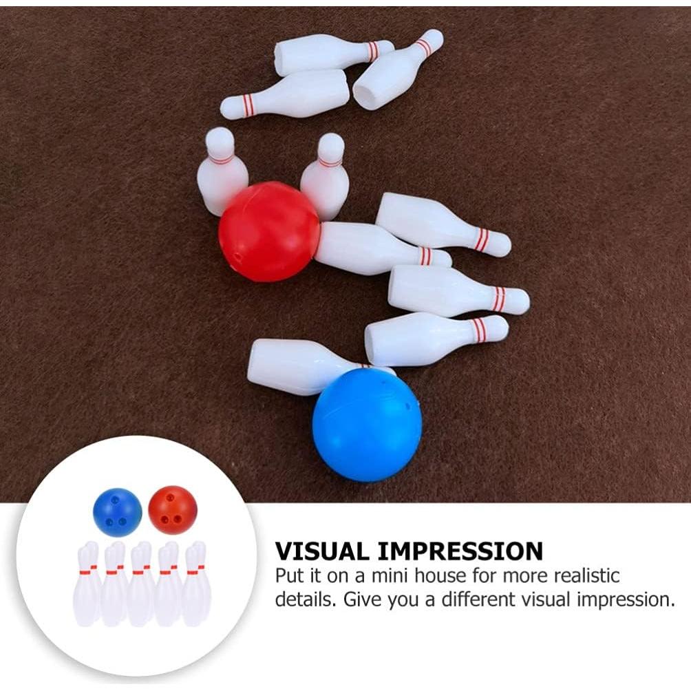 Juego de Bolos Miniatura Toyvian 2 Piezas Decoración Casa Muñecas