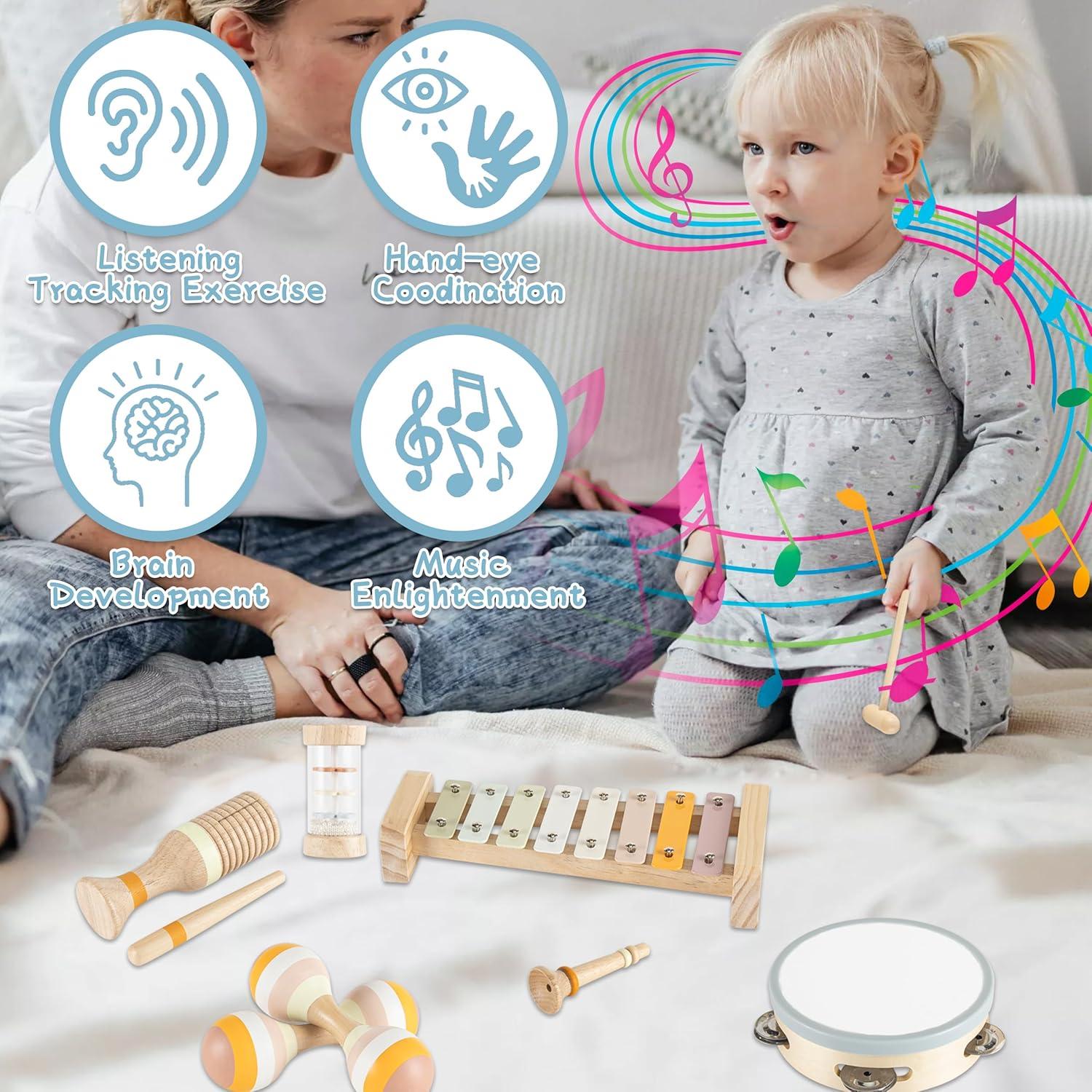 Set de Instrumentos Musicales de Madera VINJOE para Bebés 1-3 Años