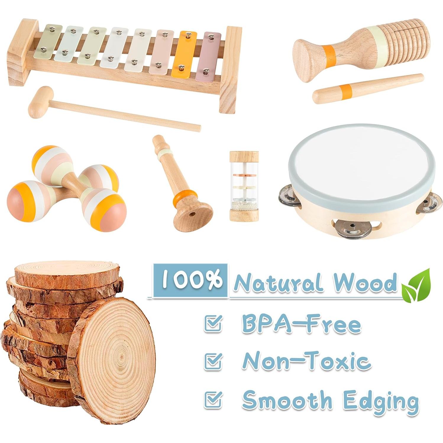 Set de Instrumentos Musicales de Madera VINJOE para Bebés 1-3 Años
