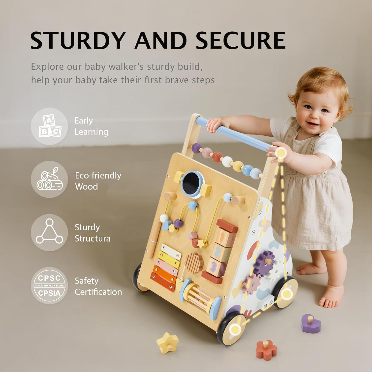 Andador de Madera Montessori para Bebés 12M+ Ajustable