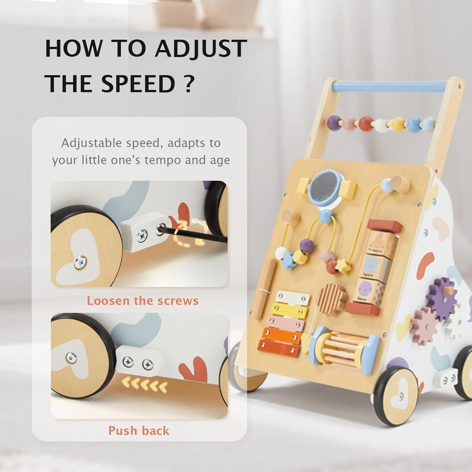 Andador de Madera Montessori para Bebés 12M+ Ajustable