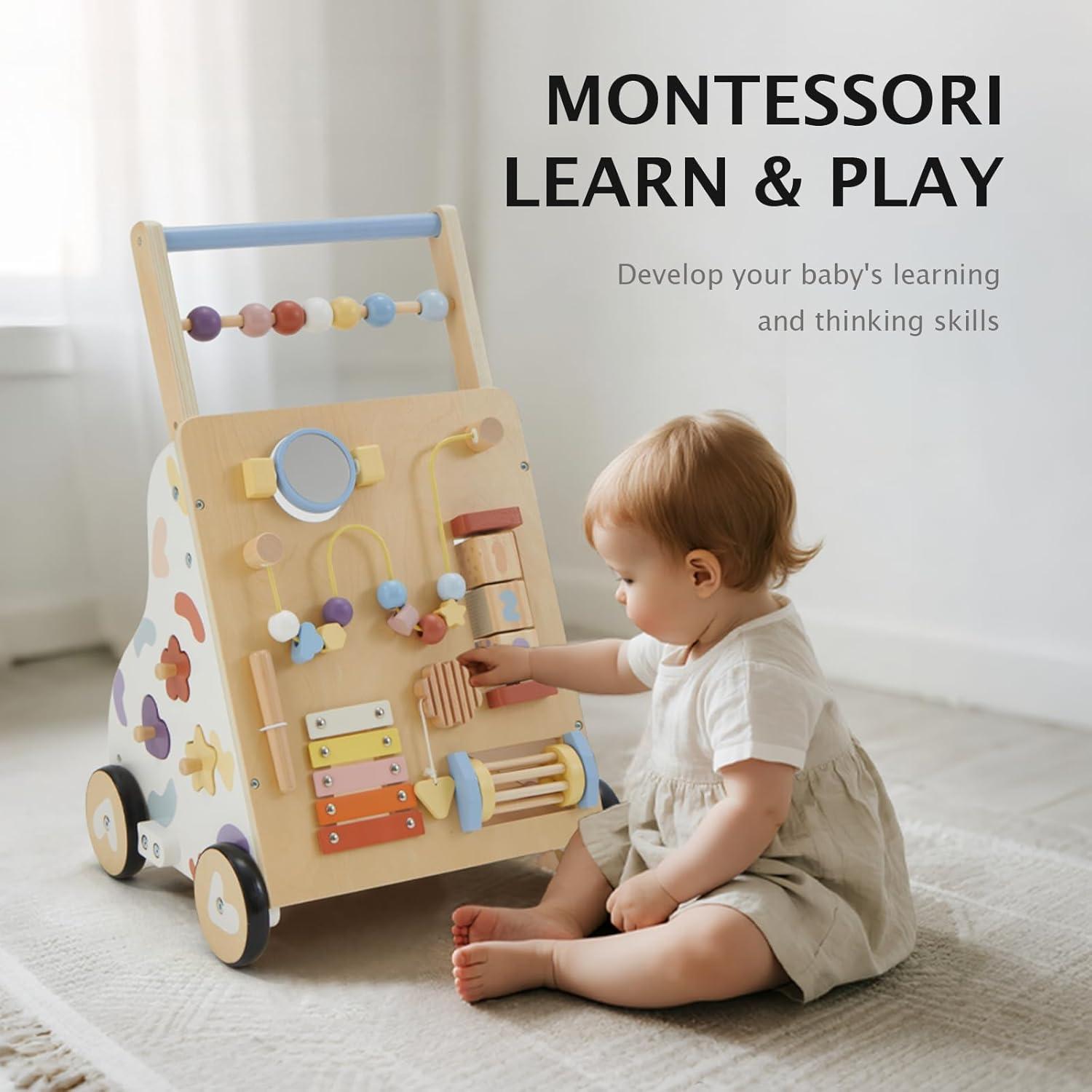 Andador de Madera Montessori para Bebés 12M+ Ajustable