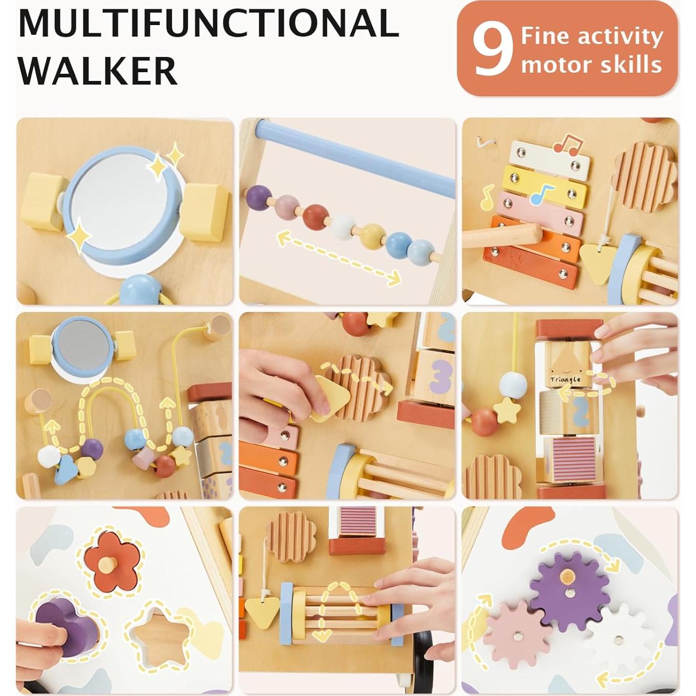 Andador de Madera Montessori para Bebés 12M+ Ajustable