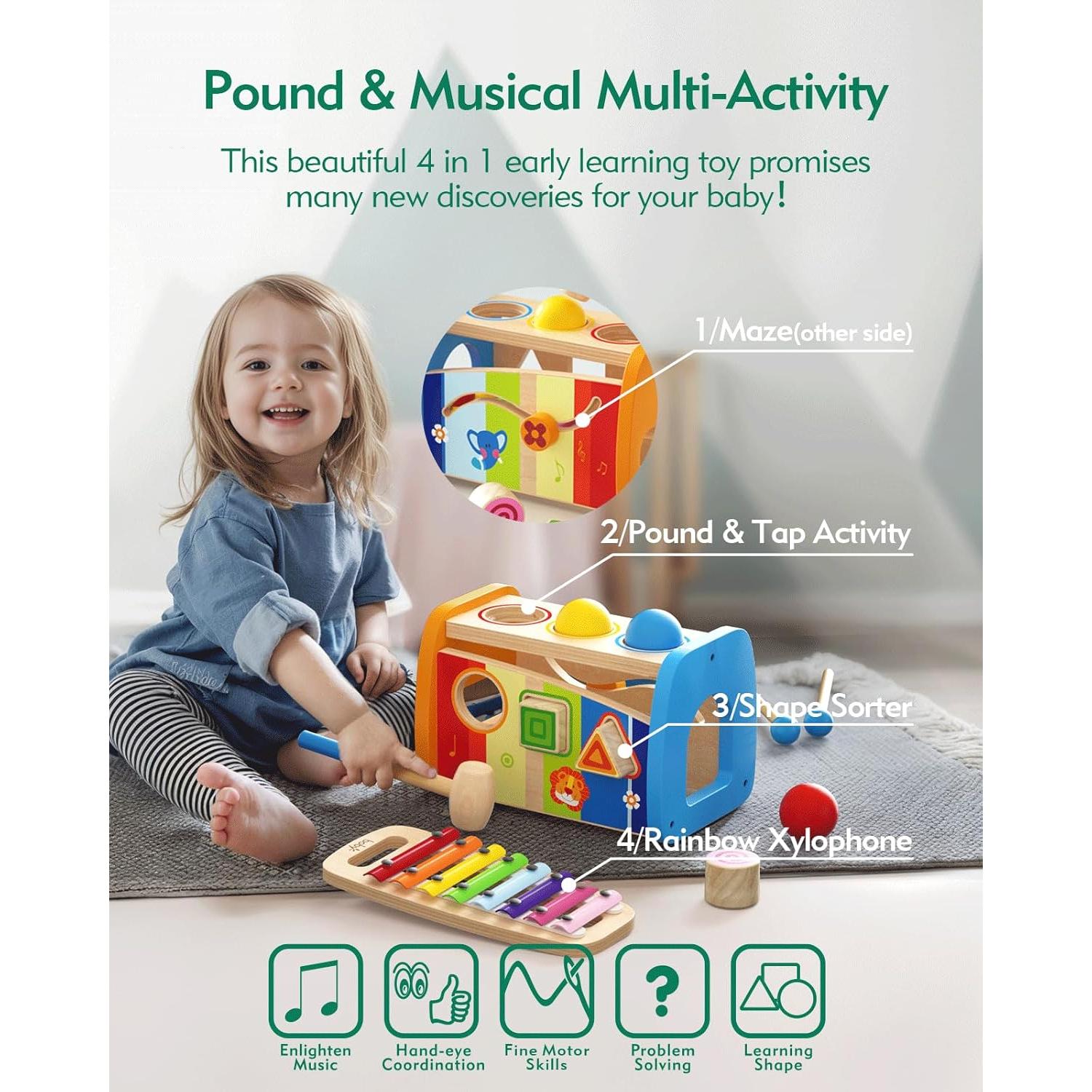 Juguete de Golpear 4 en 1 Boby para Niños 1-3 Años