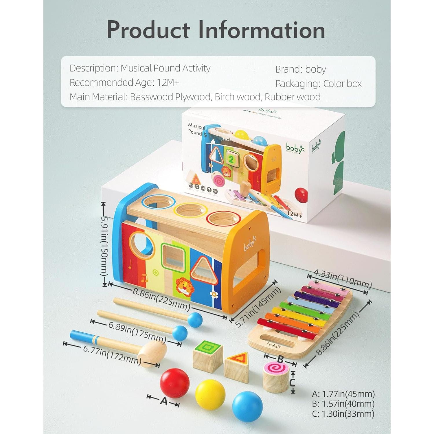 Juguete de Golpear 4 en 1 Boby para Niños 1-3 Años
