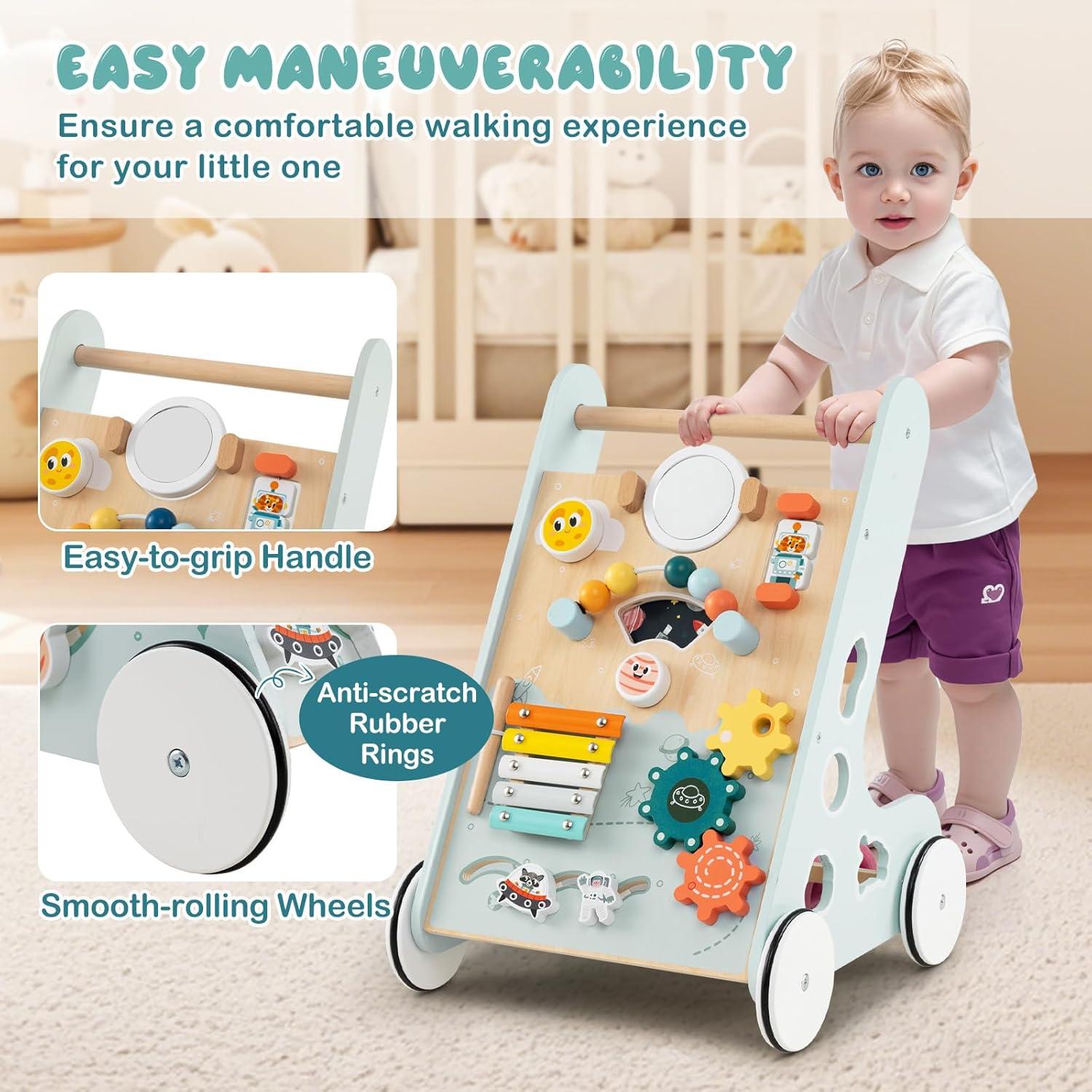 Caminador de Madera BABY JOY Verde 8-en-1 para Aprender a Caminar