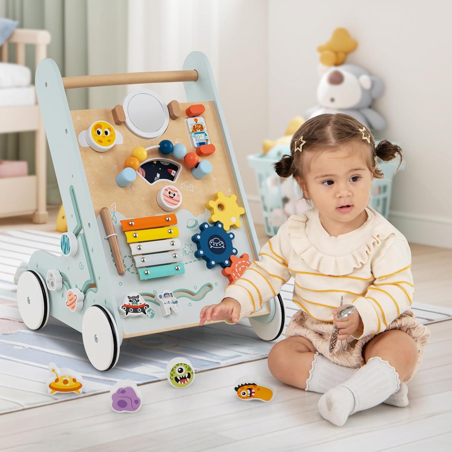 Caminador de Madera BABY JOY Verde 8-en-1 para Aprender a Caminar