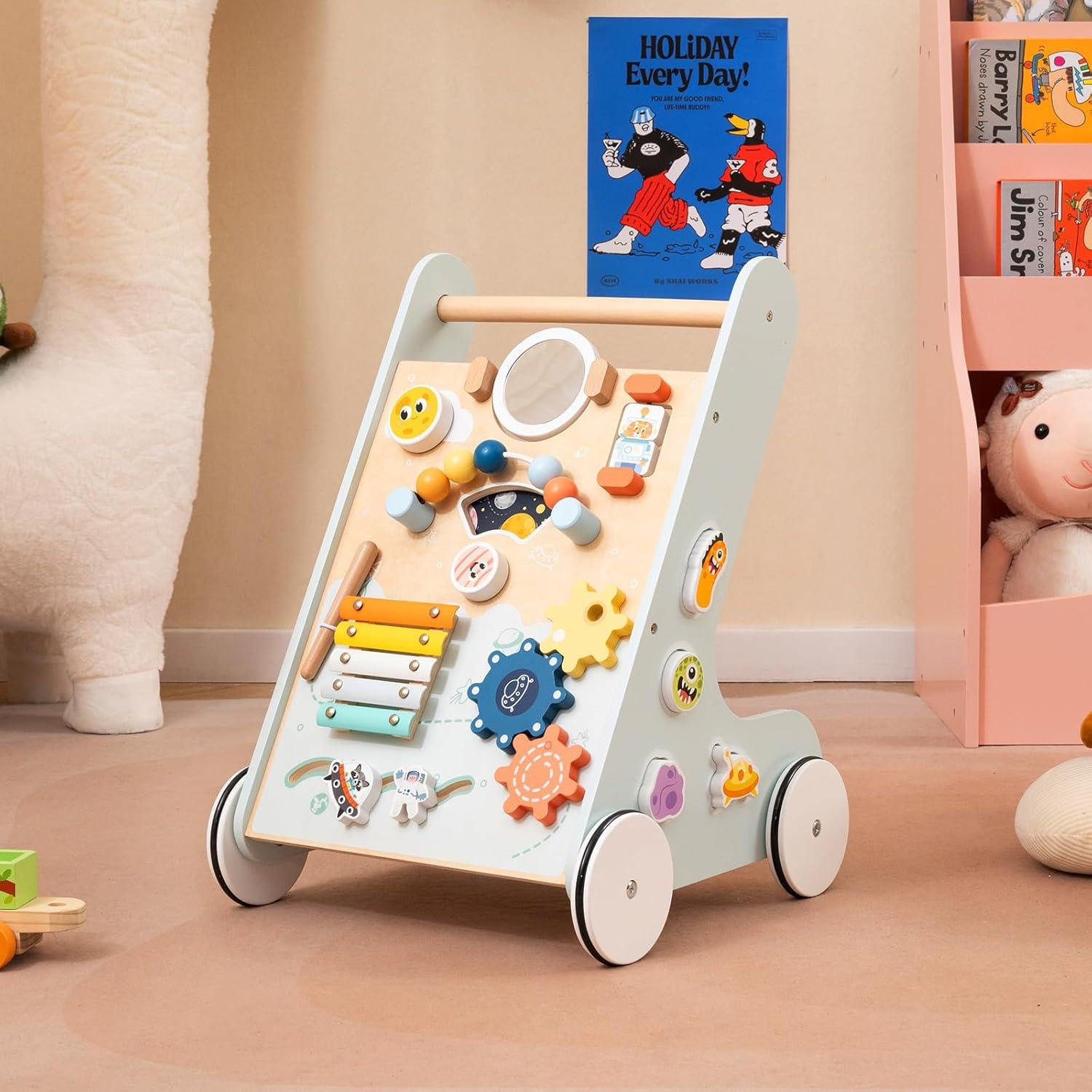 Caminador de Madera BABY JOY Verde 8-en-1 para Aprender a Caminar