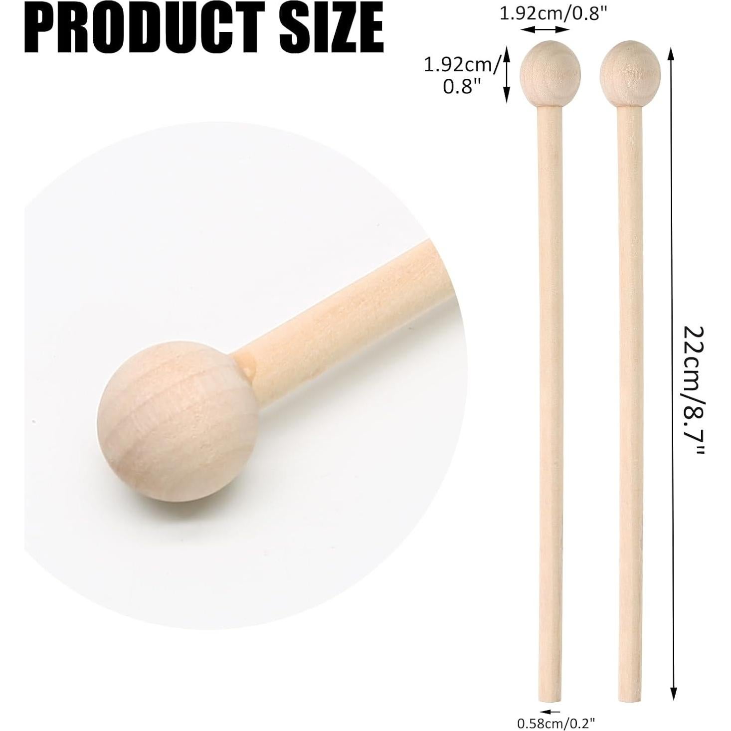 Martillos de Madera Biaungdo para Xilófono - 4 Piezas 22cm