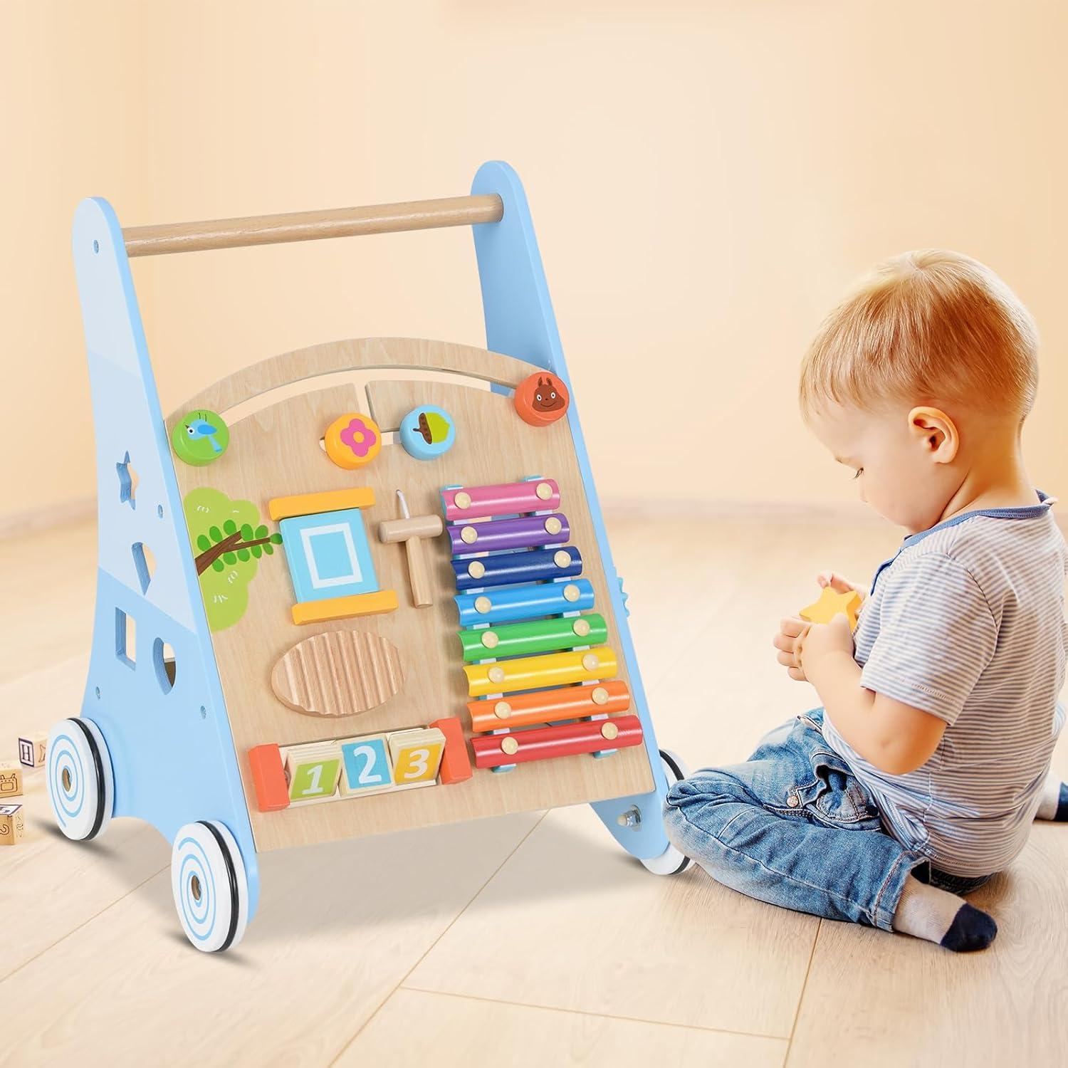 Andador de Madera INFANS Montessori 9 en 1 para Bebés Azul