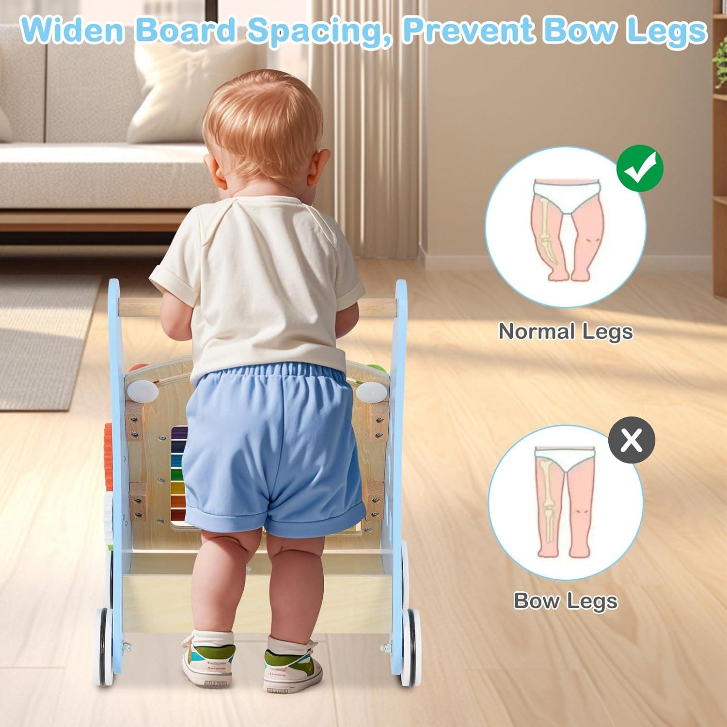 Andador de Madera INFANS Montessori 9 en 1 para Bebés Azul