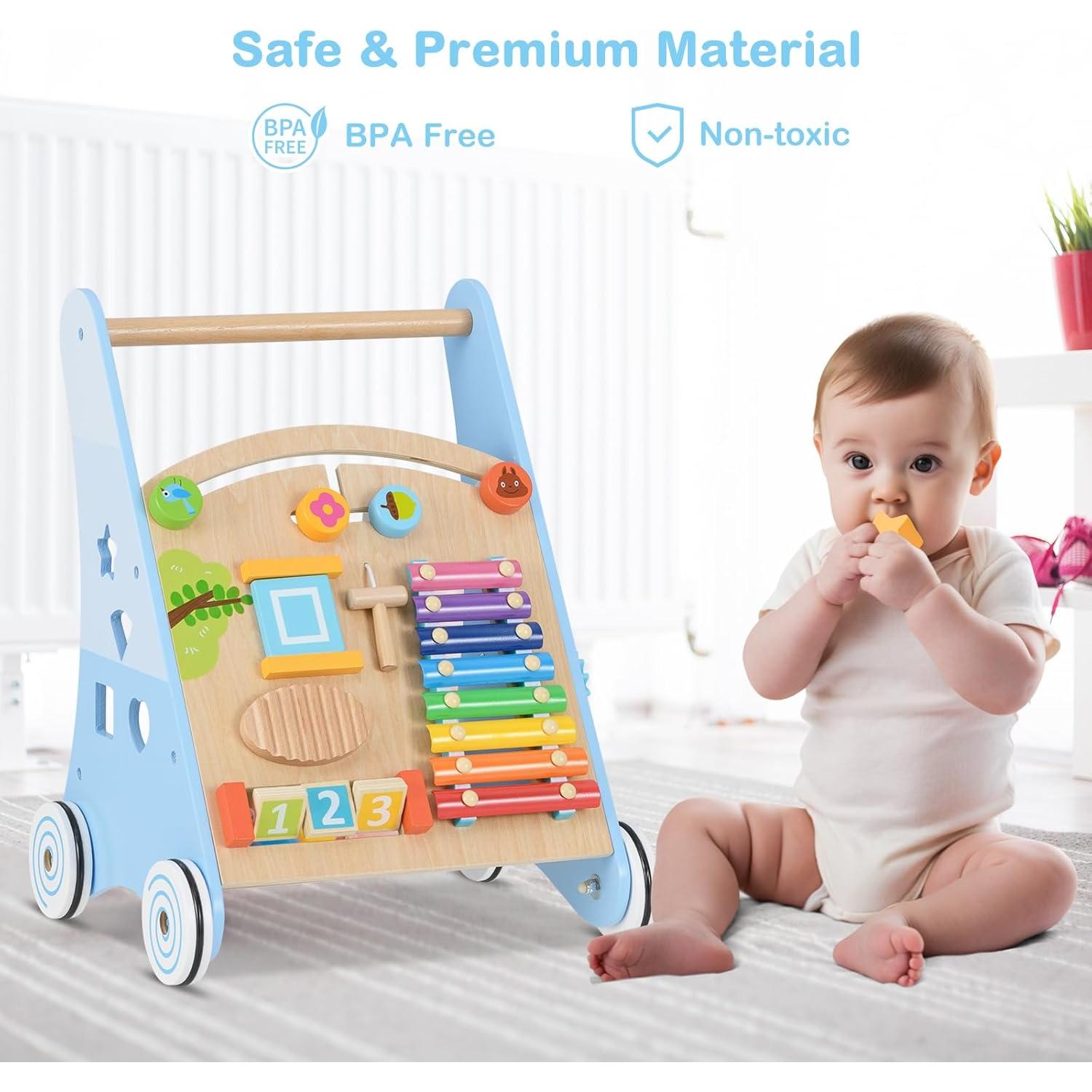 Andador de Madera INFANS Montessori 9 en 1 para Bebés Azul