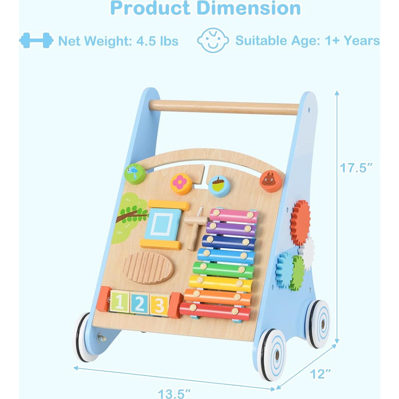 Andador de Madera INFANS Montessori 9 en 1 para Bebés Azul