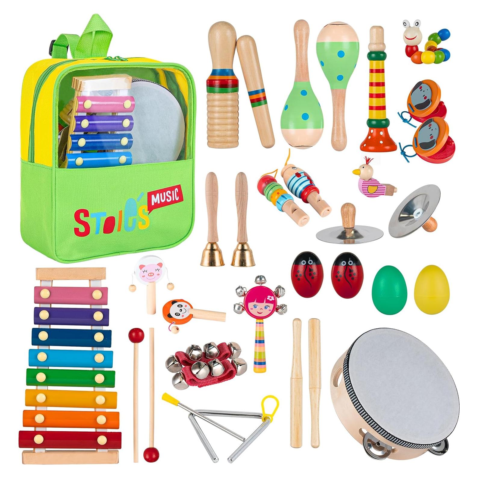 Juego de Instrumentos Musicales de Madera Stoie - 34 Piezas