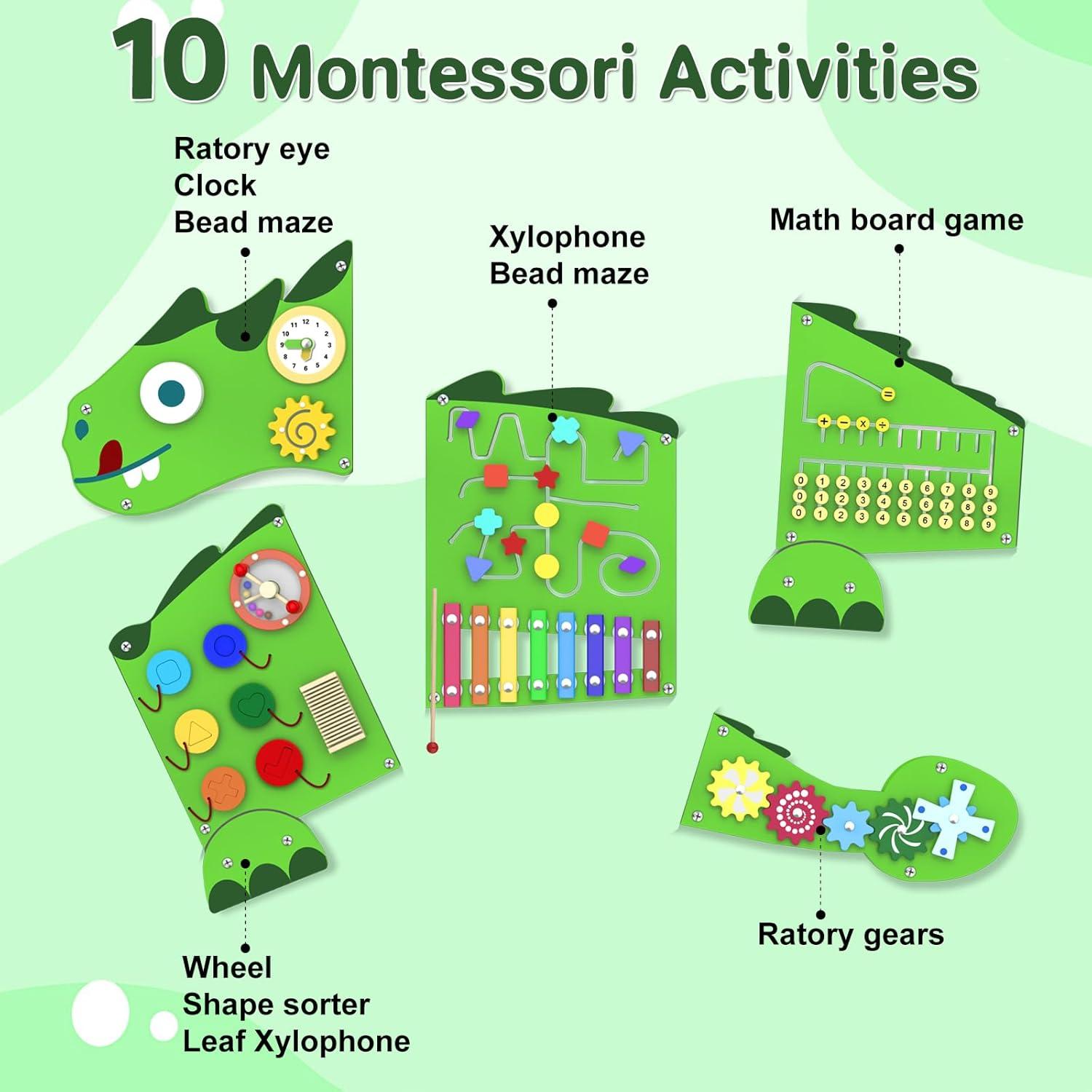 Panel Sensorial de Actividades Dinosaurio Sinpedex 10 Juegos 3+ Años