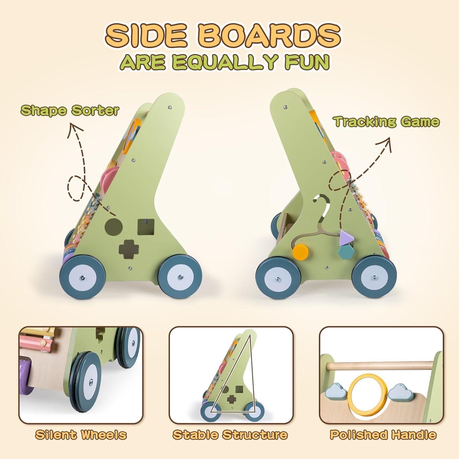 Andador de Madera LOL-FUN con Ruedas para Bebés 6-12 Meses