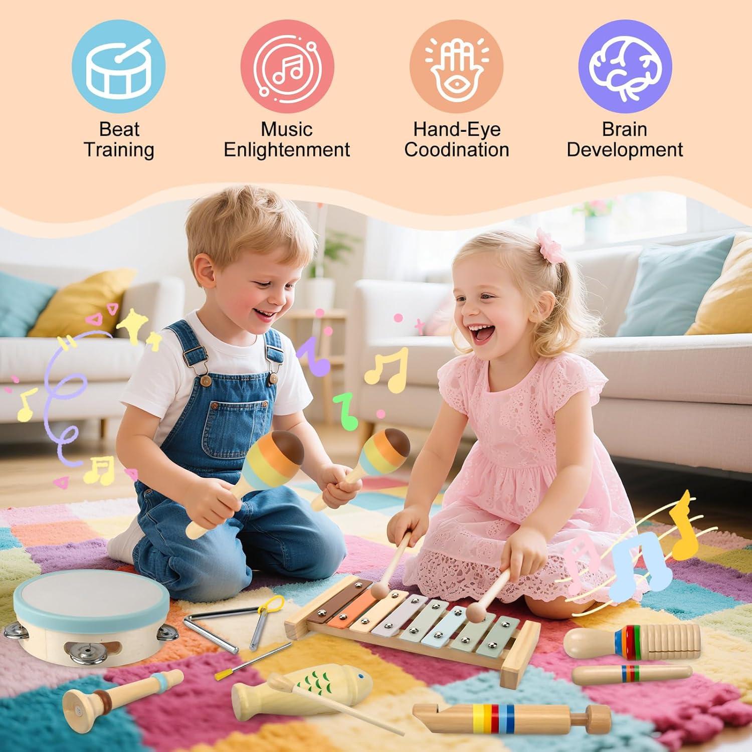 Set de Instrumentos Musicales Montessori YUNLX 8 en 1 para Niños 3+