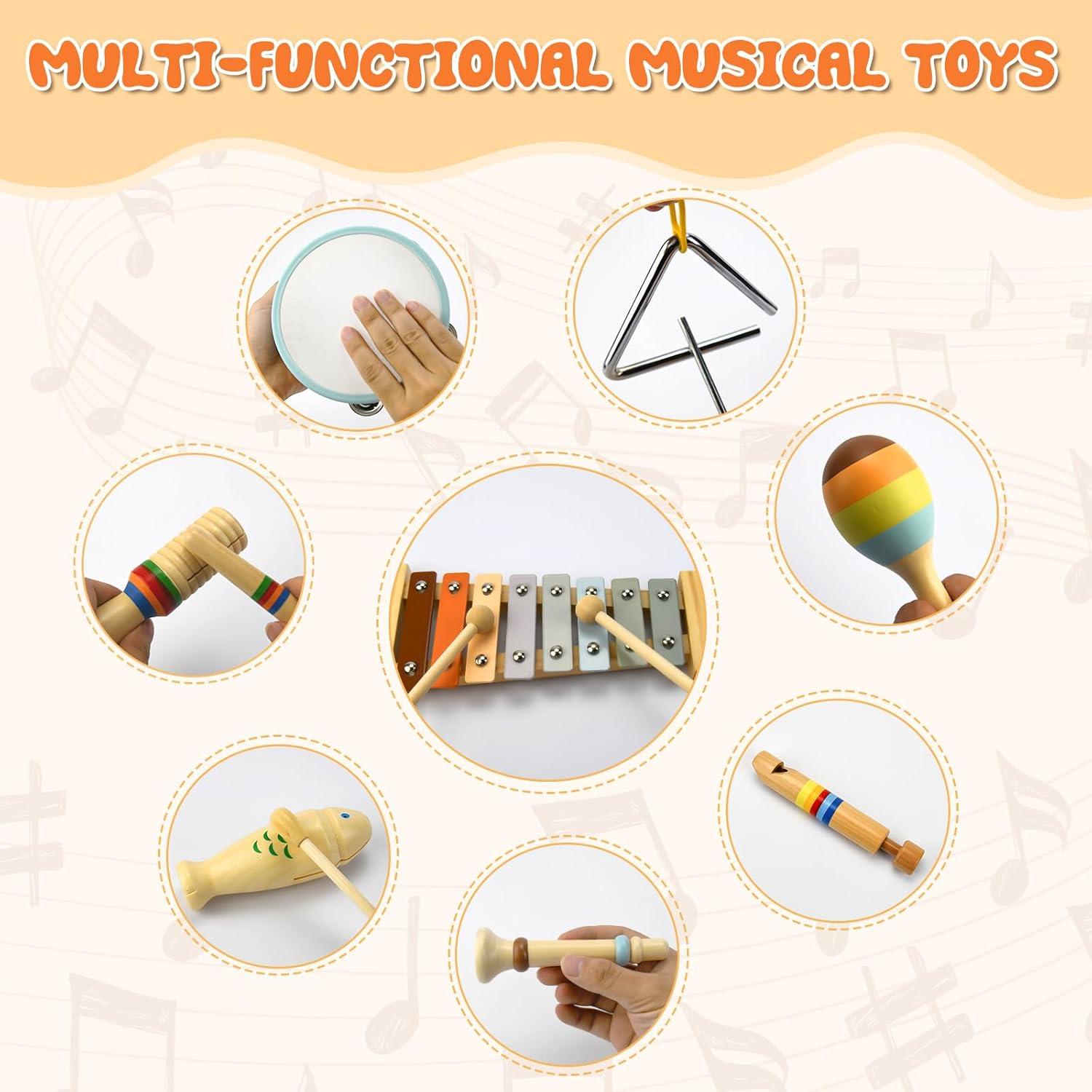 Set de Instrumentos Musicales Montessori YUNLX 8 en 1 para Niños 3+