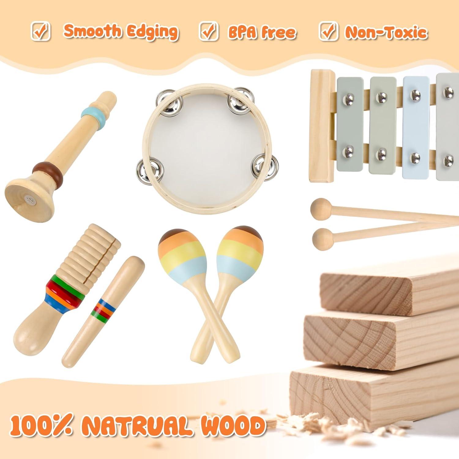 Set de Instrumentos Musicales Montessori YUNLX 8 en 1 para Niños 3+