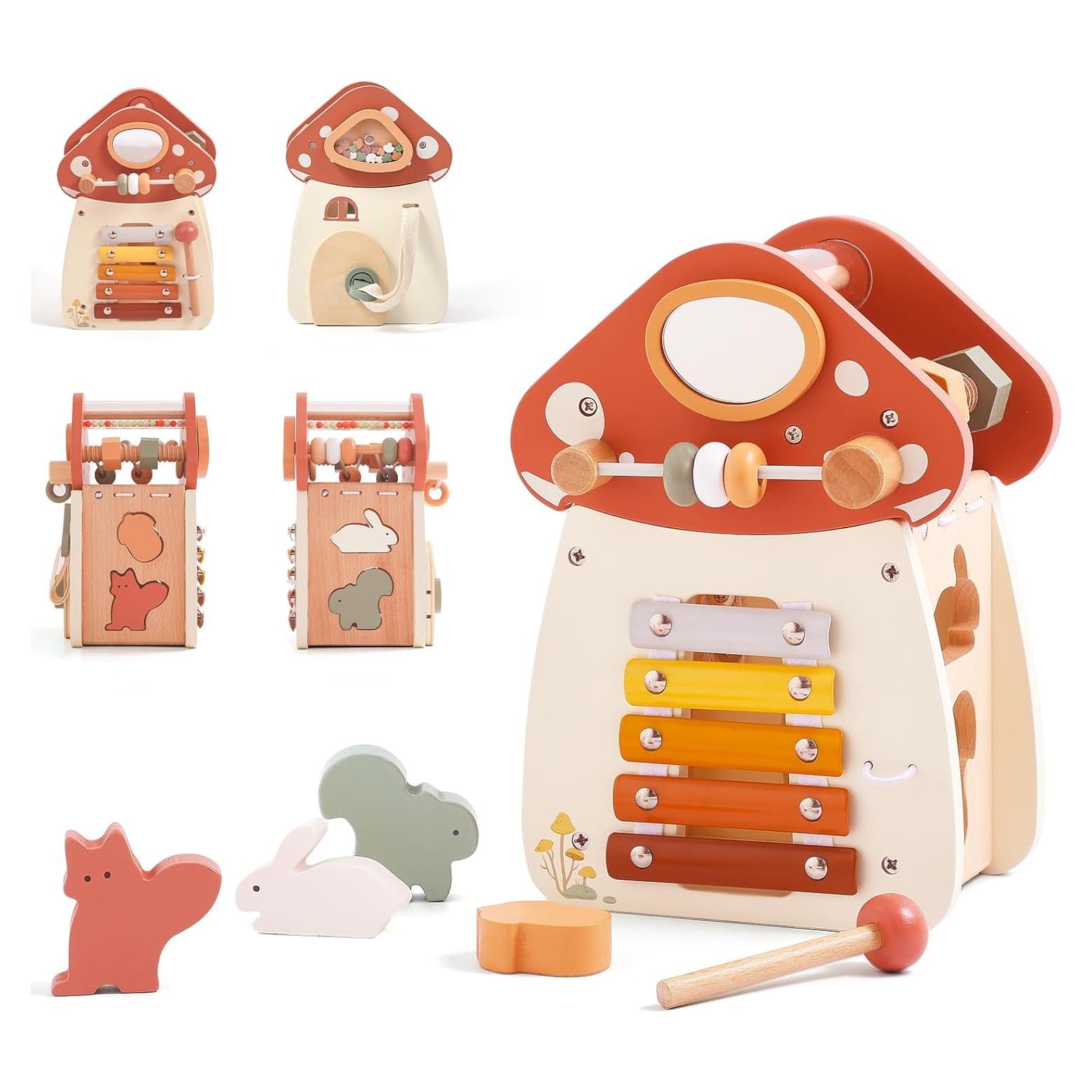 Cubo de Actividades de Madera 8 en 1 para Bebés - ibwaae