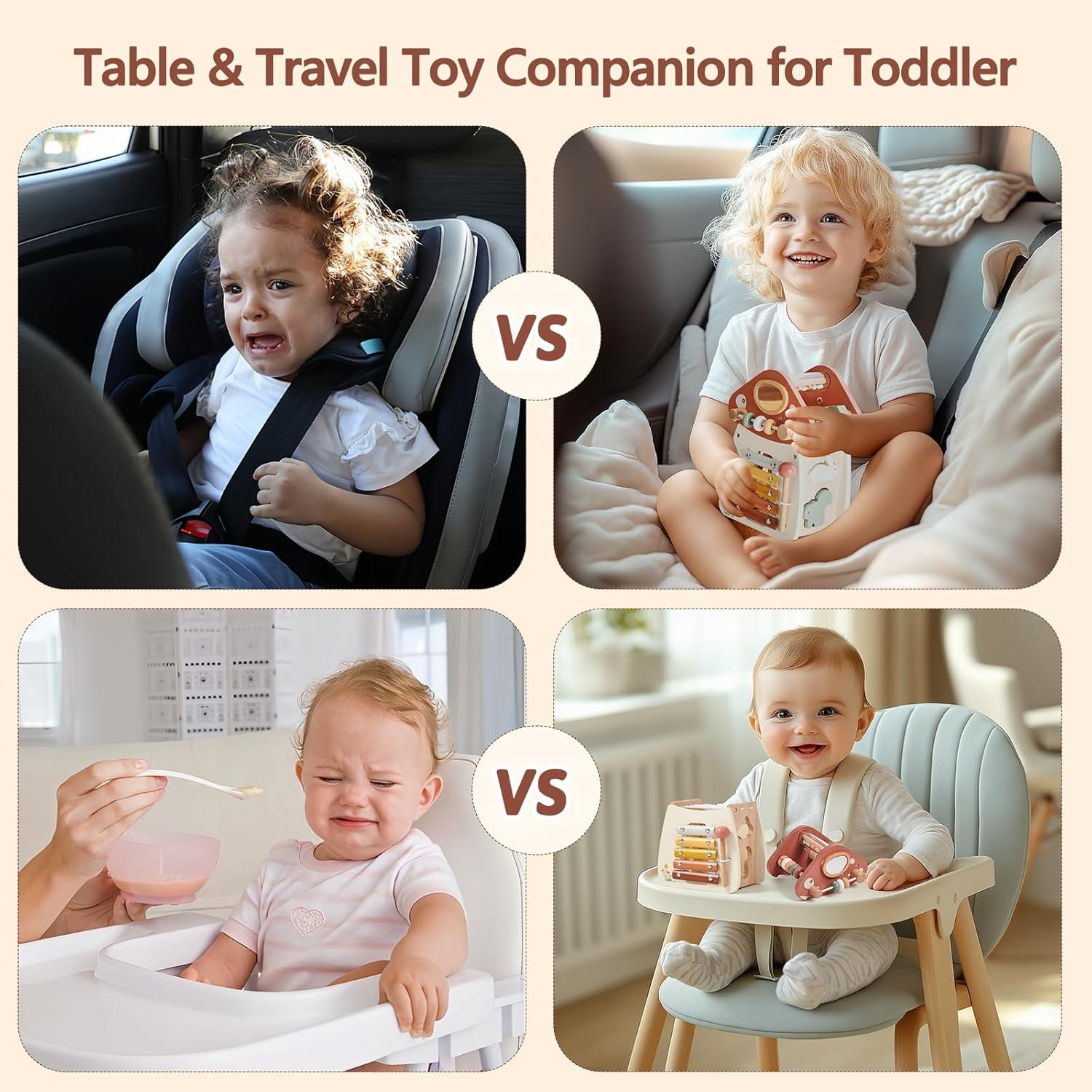 Cubo de Actividades de Madera 8 en 1 para Bebés - ibwaae